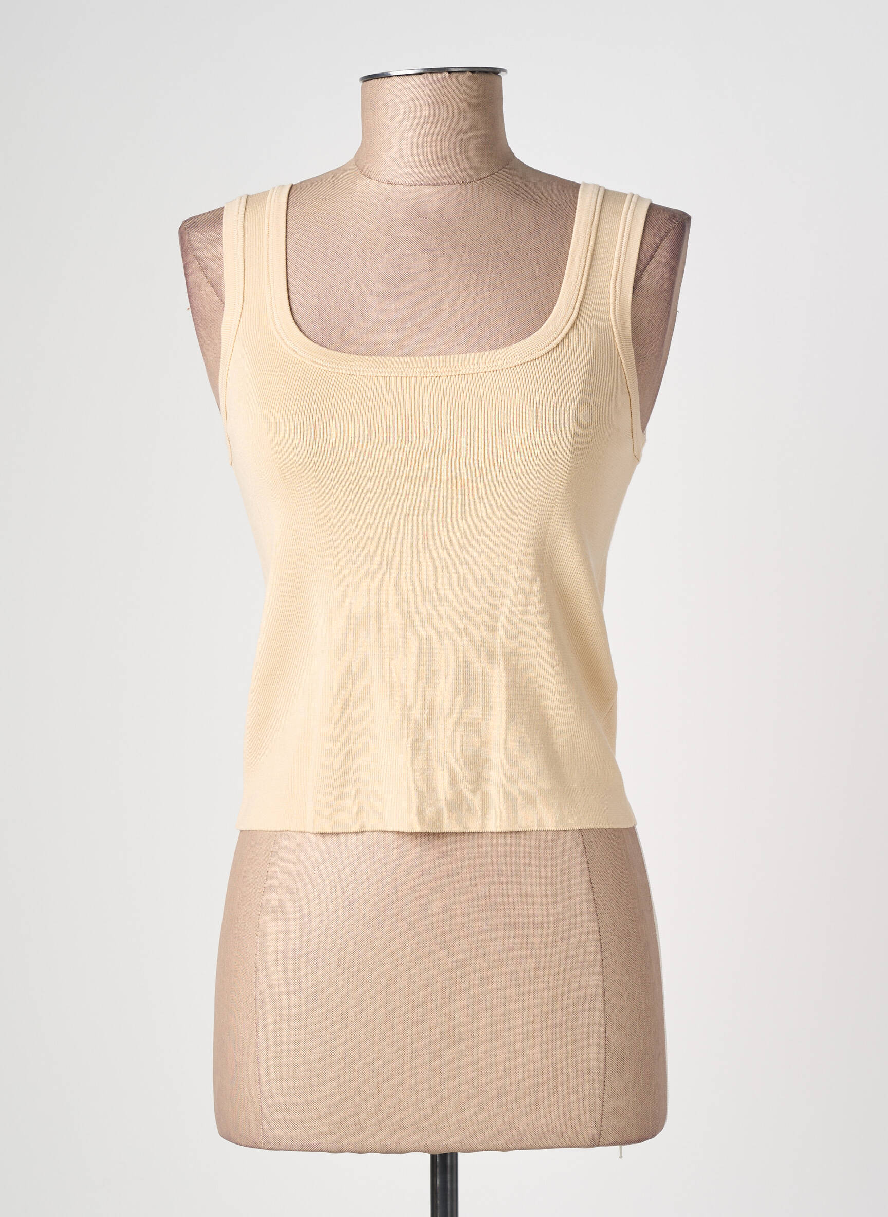 Débardeur coupe ajustée sans manche beige EMILIE.K femme