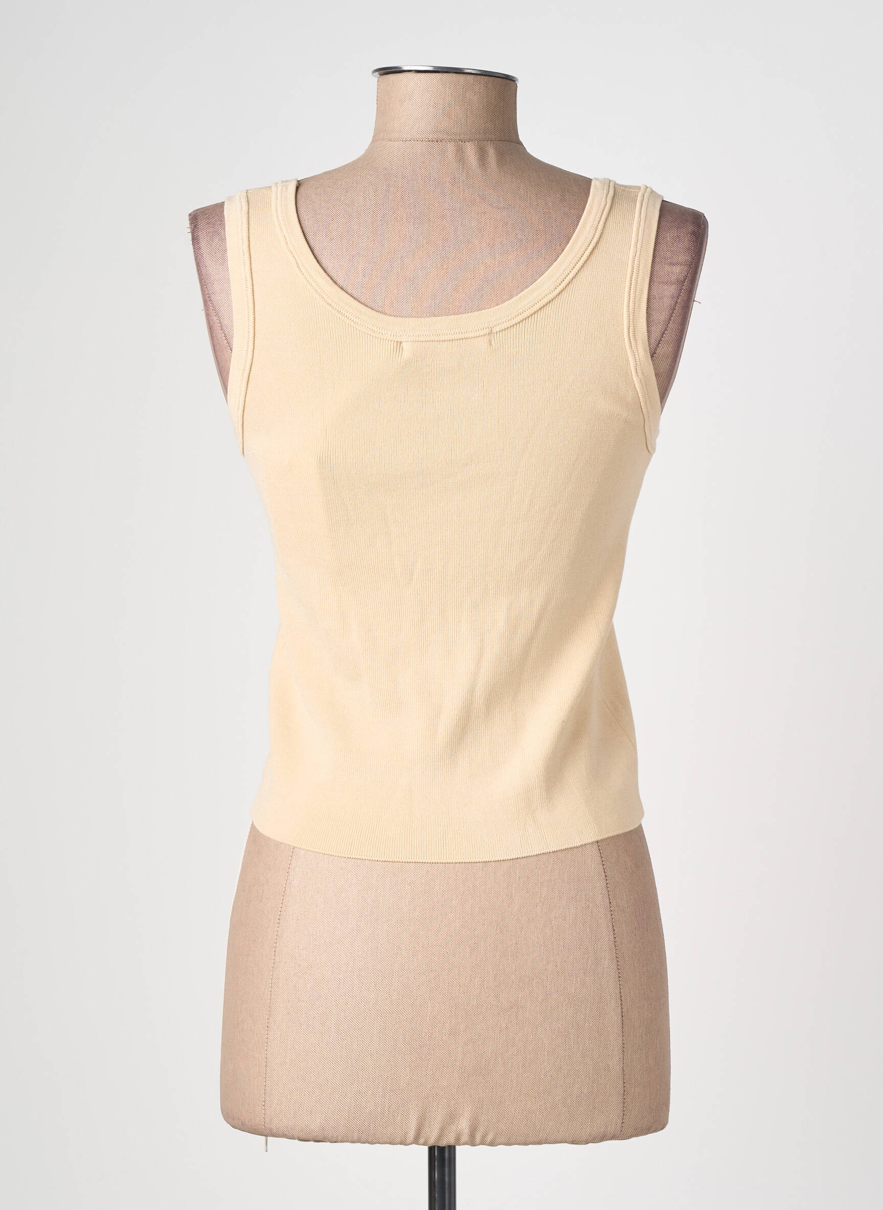 Débardeur coupe ajustée sans manche beige EMILIE.K femme