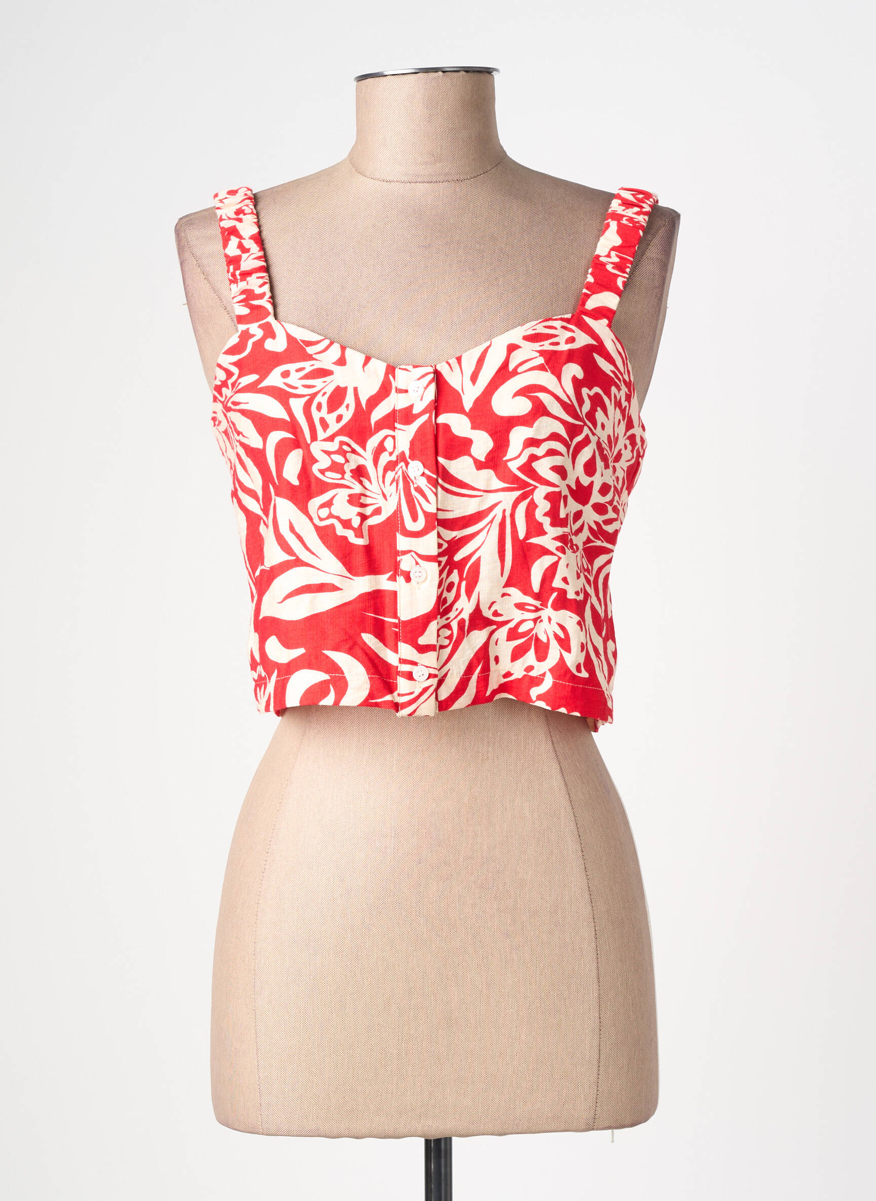 Top col v fines bretelles rouge ARTLOVE femme