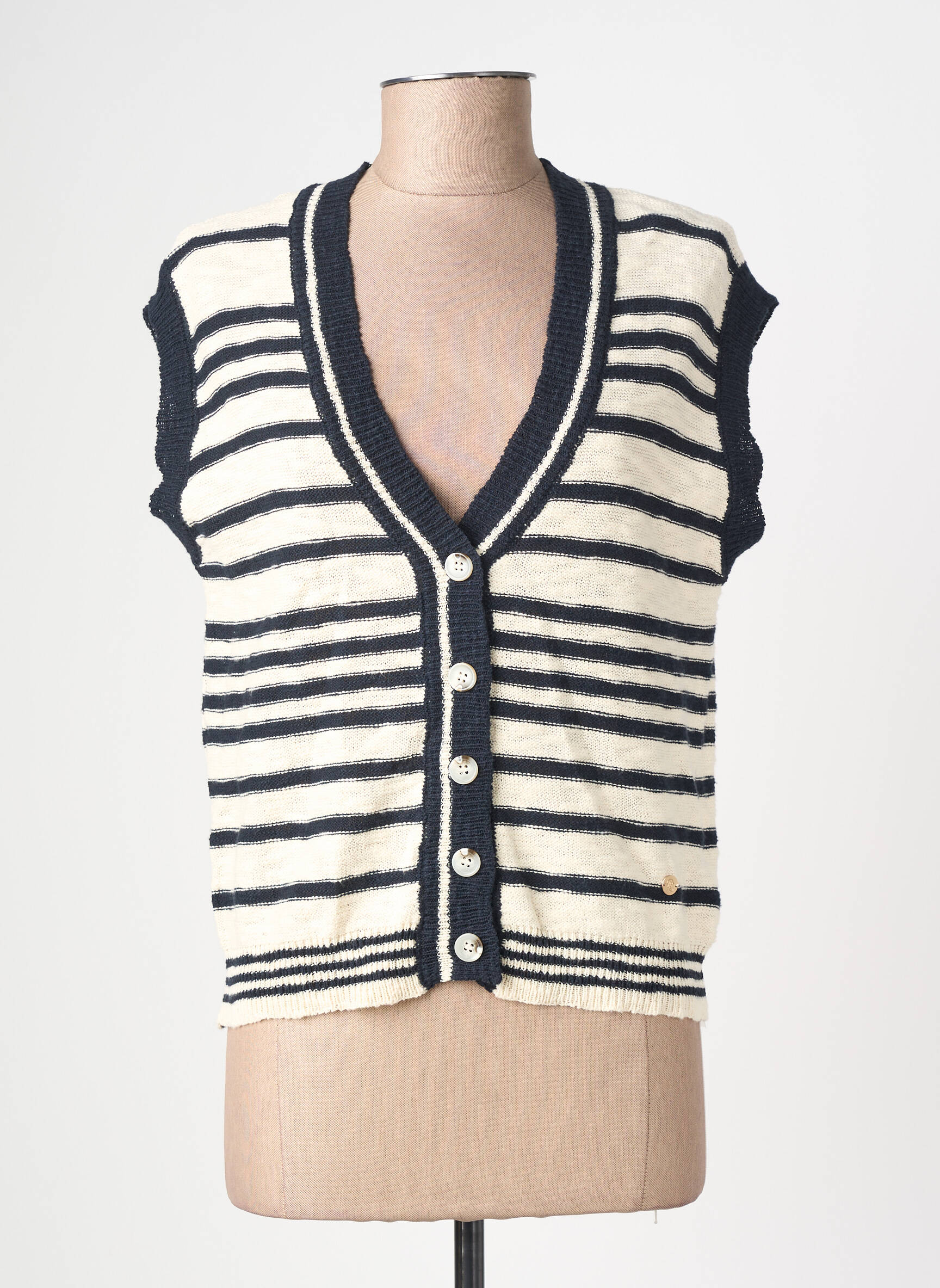 Gilet sans manche maille fine bleu LA PETITE ETOILE femme