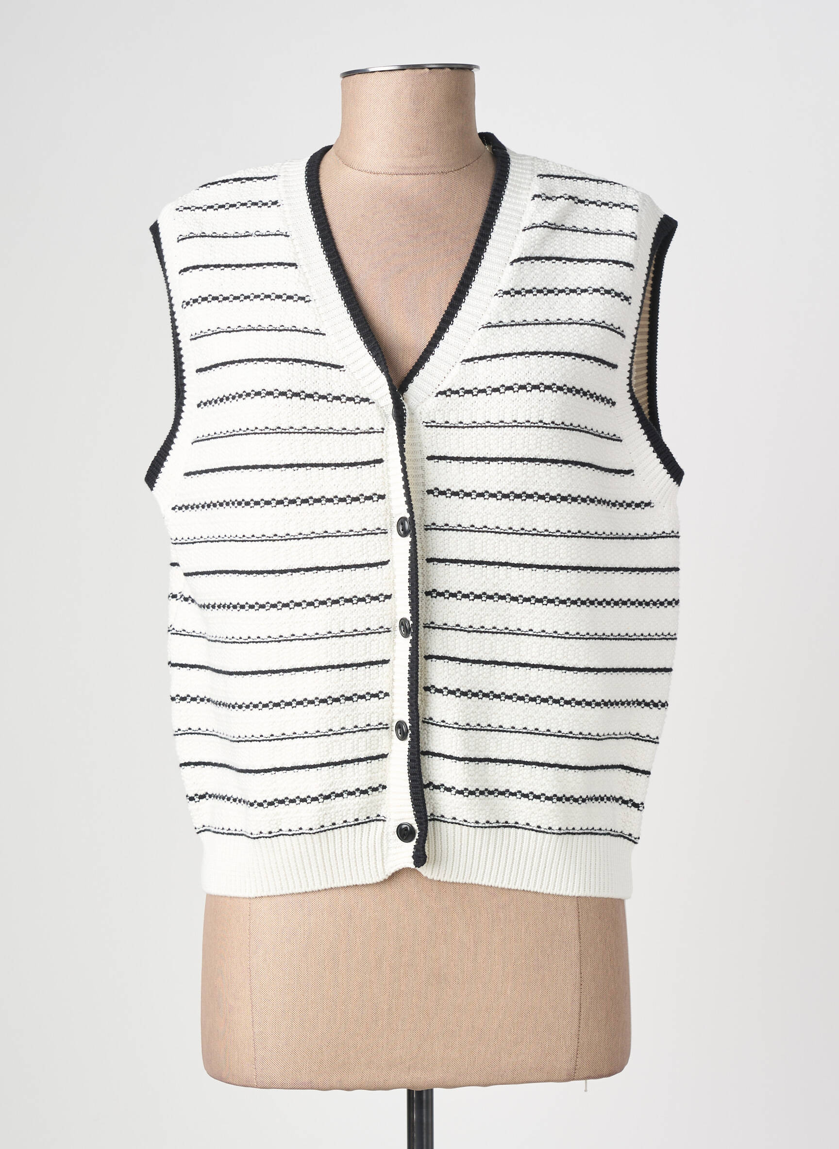 Gilet sans manche fermeture boutonnée sur le devant blanc ARTLOVE femme