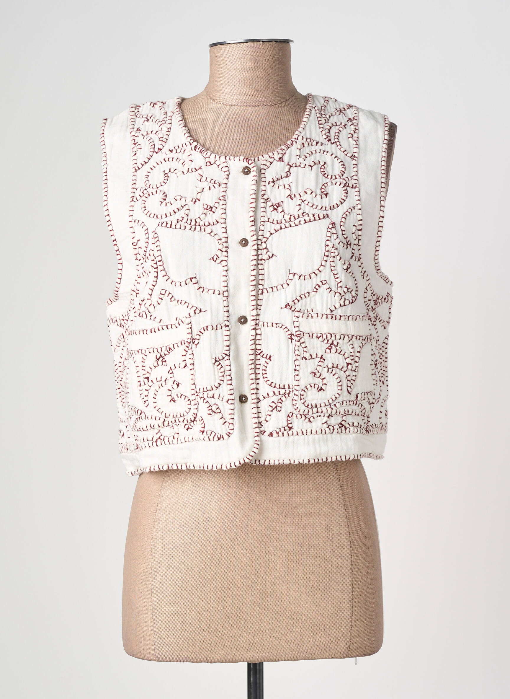 Gilet sans manche coupe droite beige LA PETITE ETOILE femme