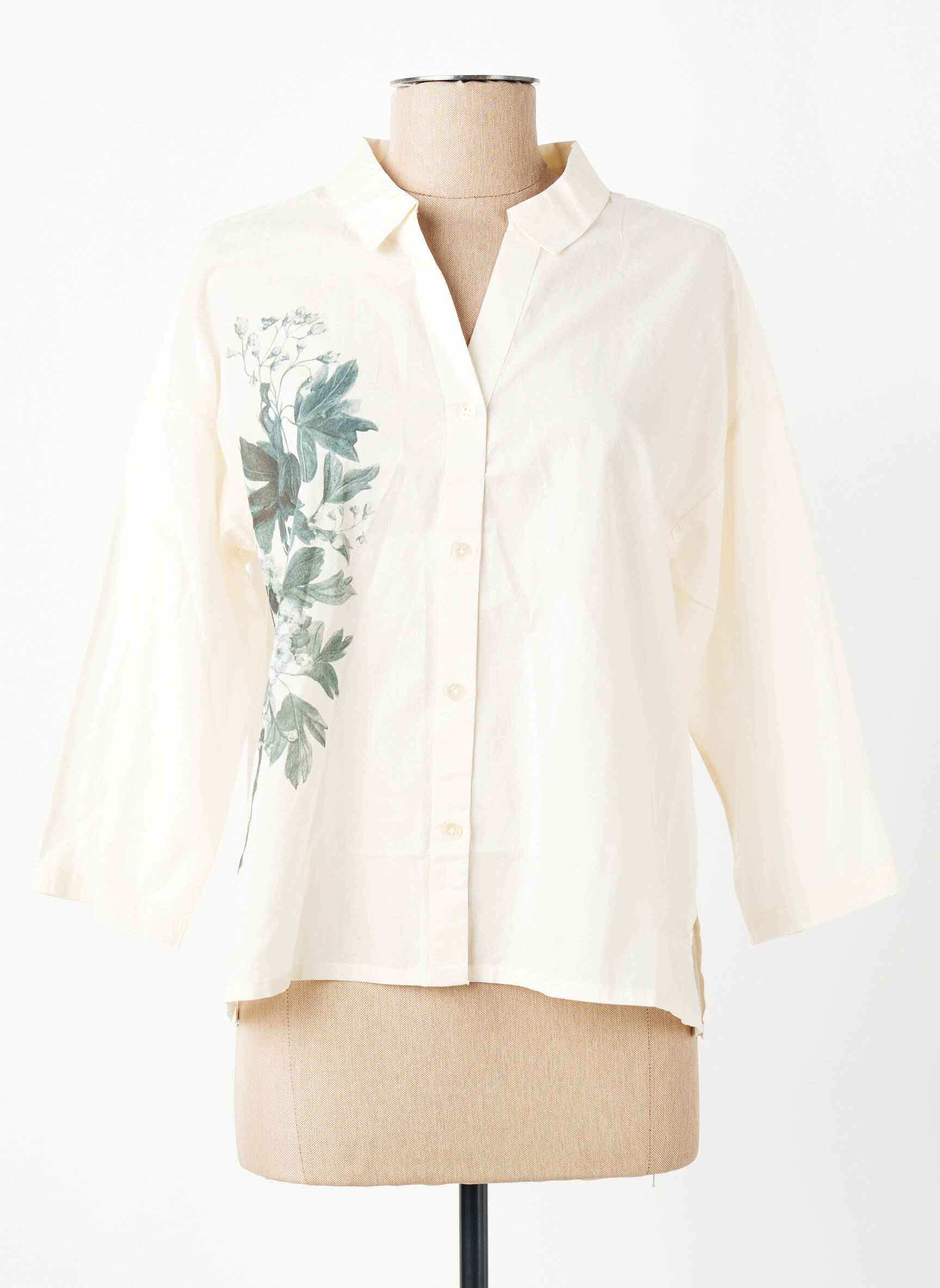 Chemisier coupe droite manches 3/4 blanc NICE THINGS femme