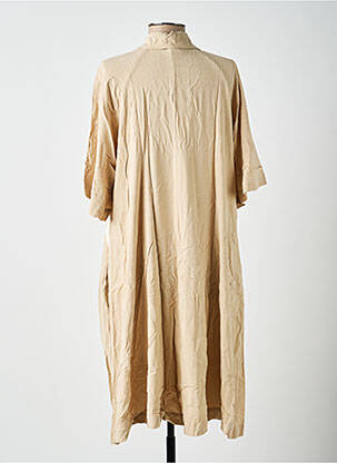 Robe mi-longue coupe fluide manches courtes beige MAT. femme