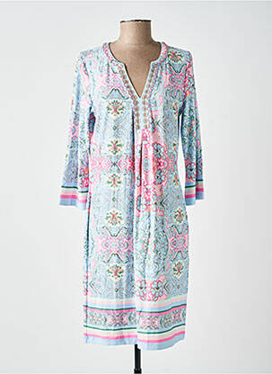 Robe mi-longue imprimé fleurs manches longues bleu ESQUALO femme