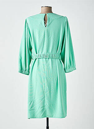 Robe mi-longue tissage crêpe manches longues vert ESQUALO femme