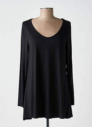 Tunique manches longues tissage crêpe noir AN II VITO femme