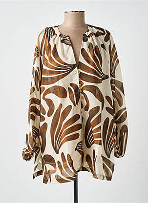 Blouse légère et transparente manches longues marron MAT. femme