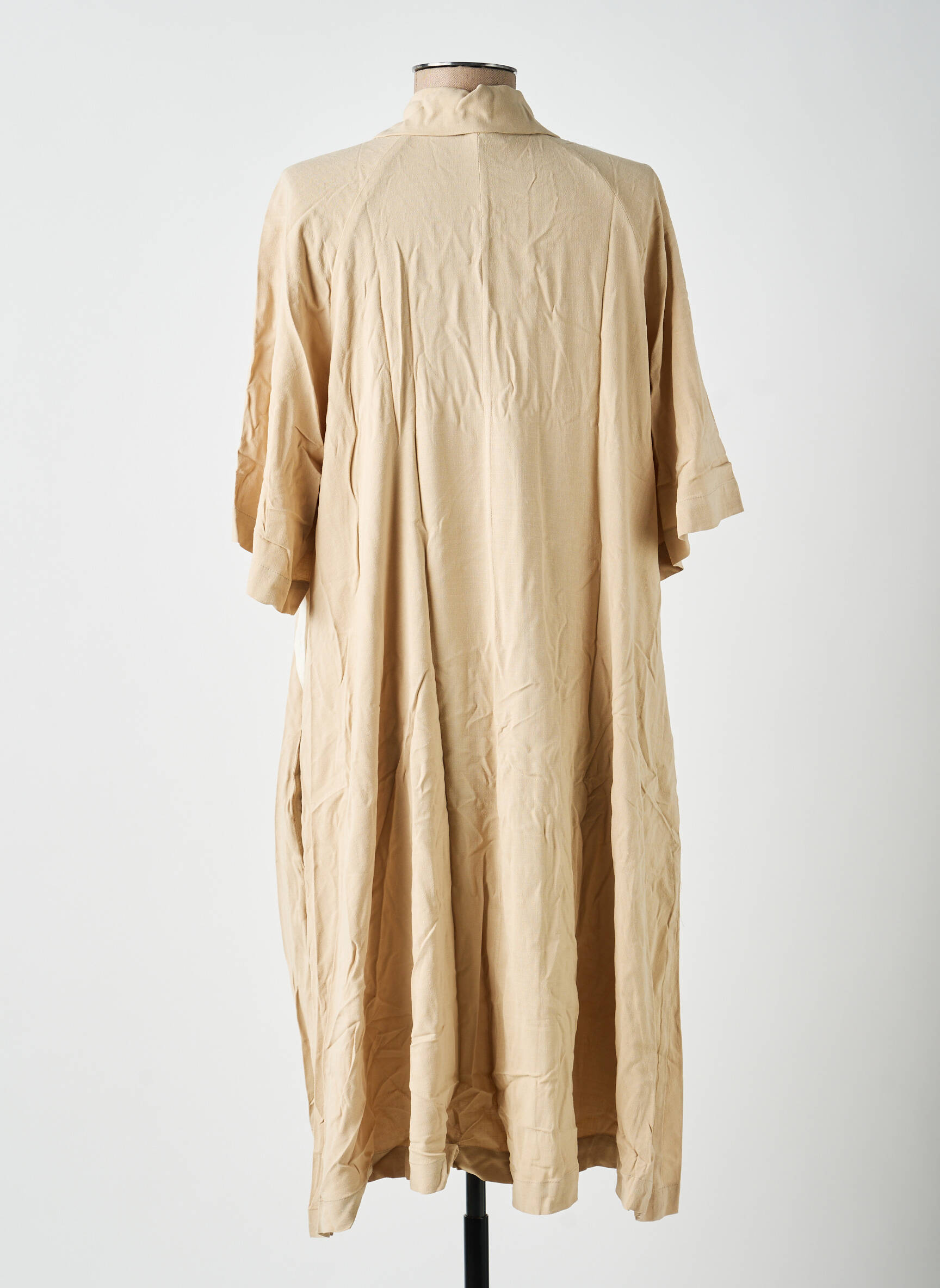 Robe mi-longue coupe fluide manches courtes beige MAT. femme
