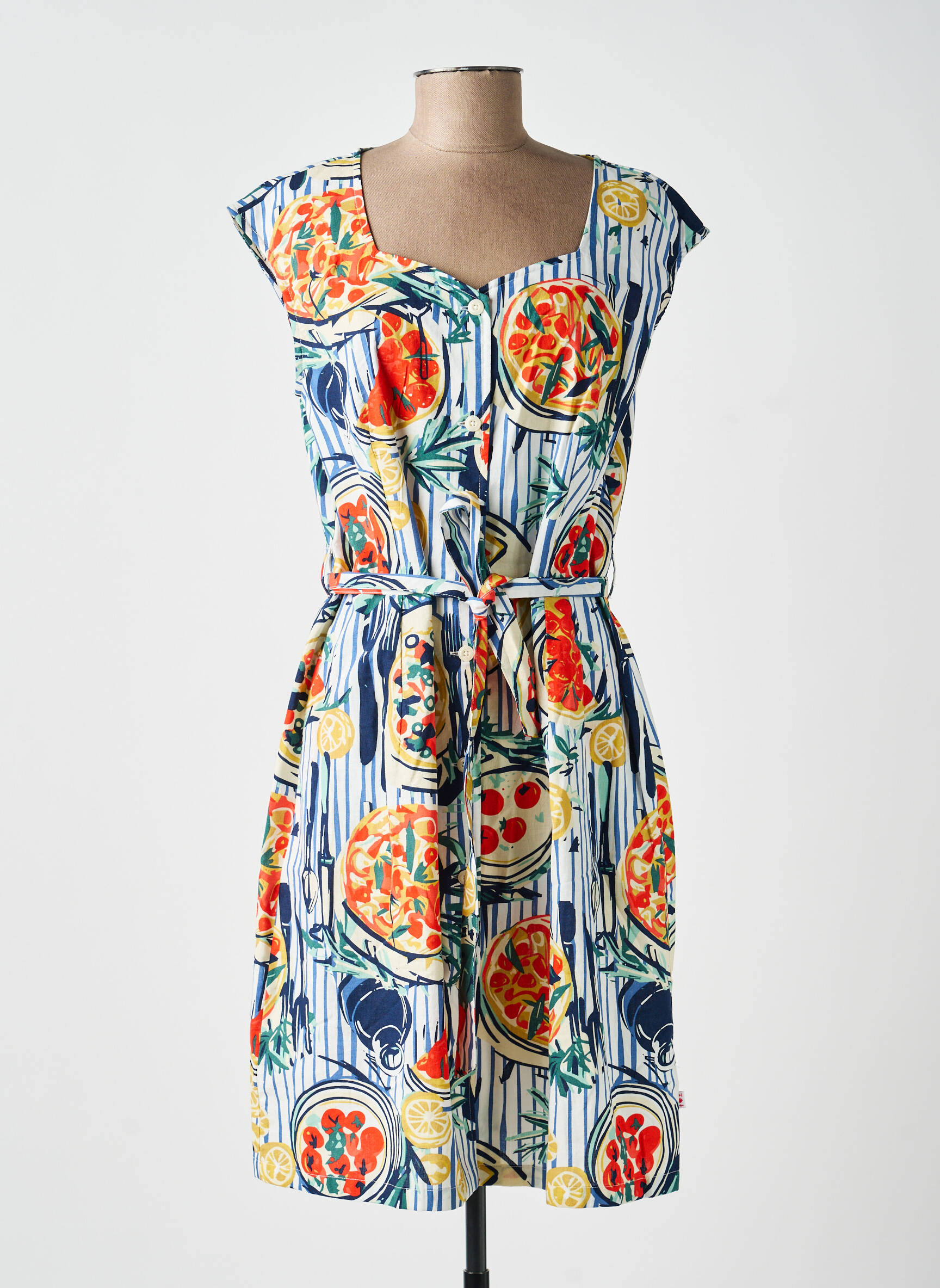 Robe mi-longue manches courtes manches courtes bleu BLUTSGESCHWISTER femme