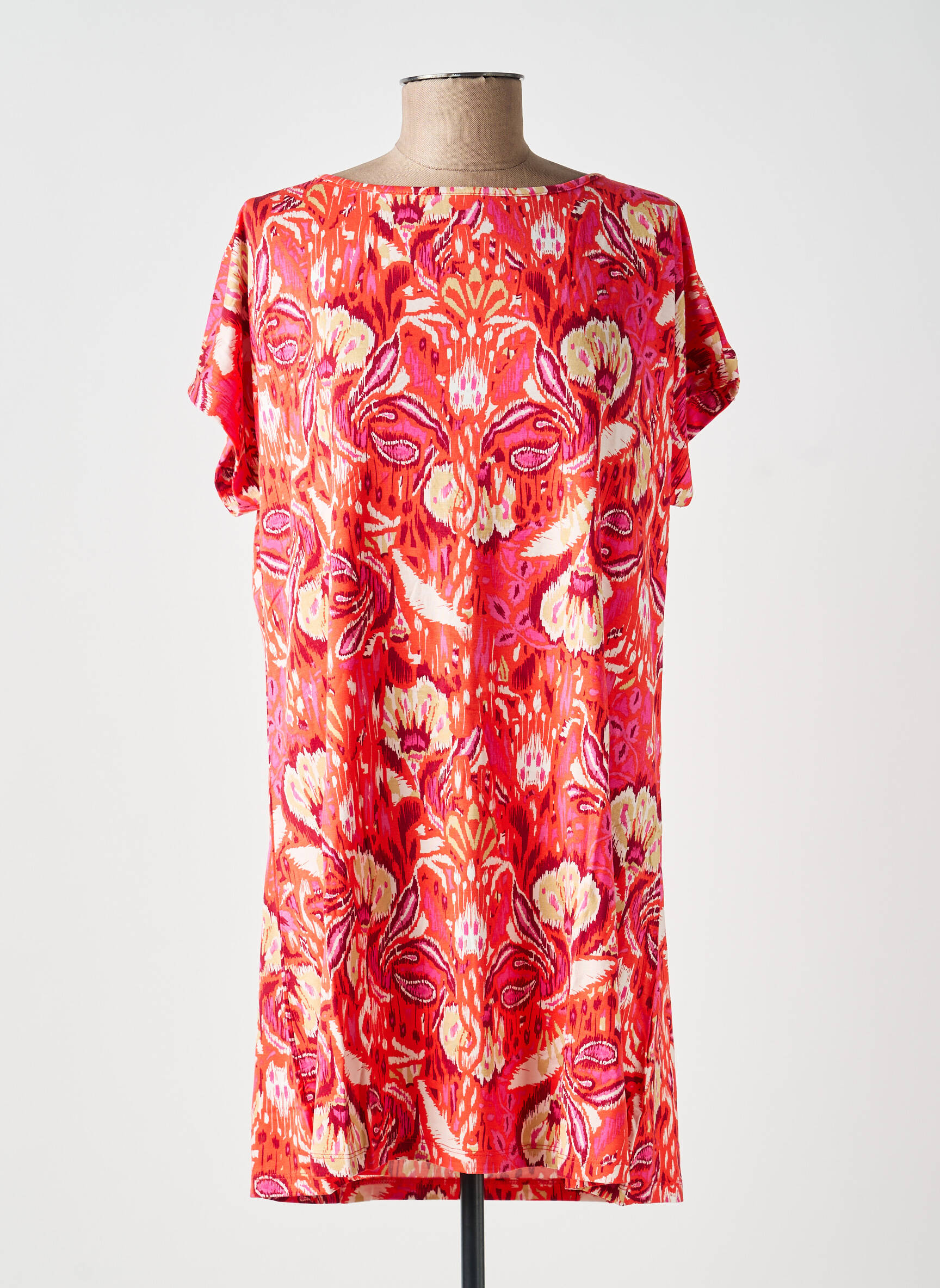 Robe courte manches courtes manches courtes orange YEST femme