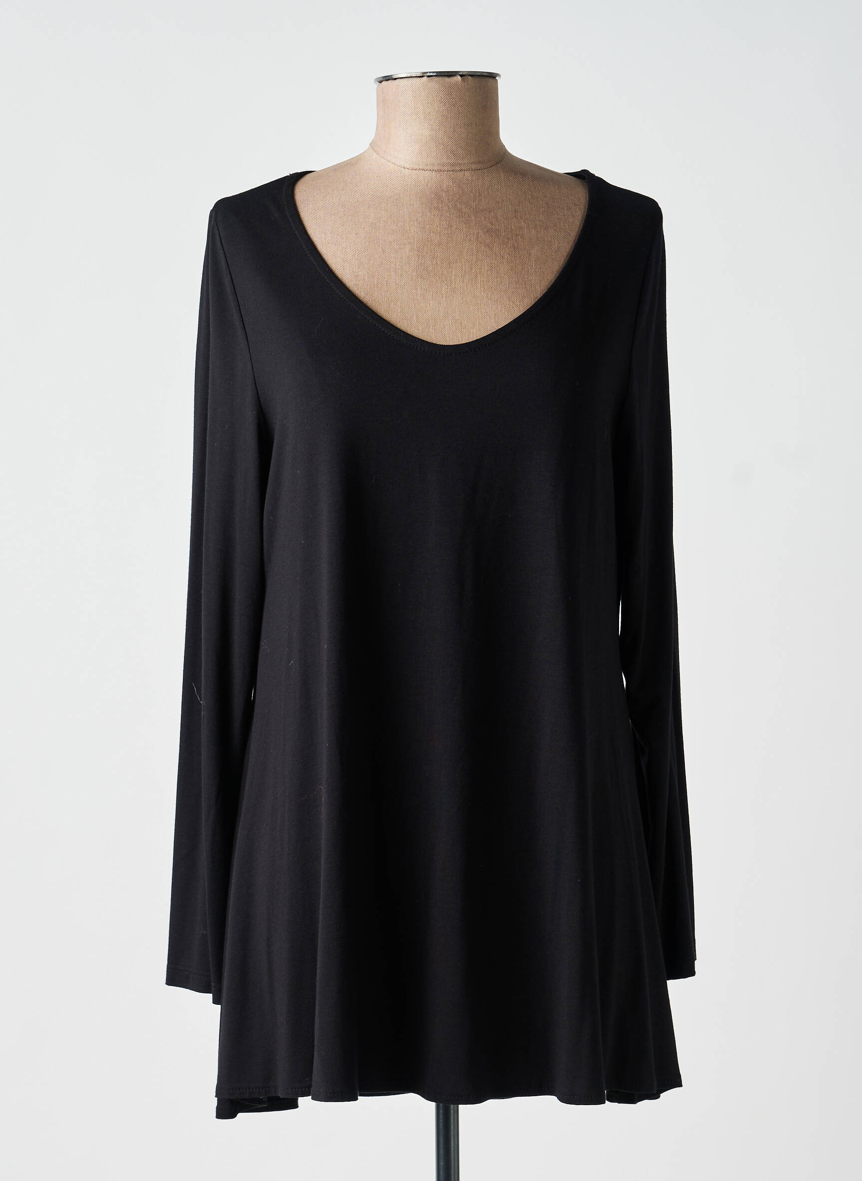 Tunique manches longues tissage crêpe noir AN II VITO femme