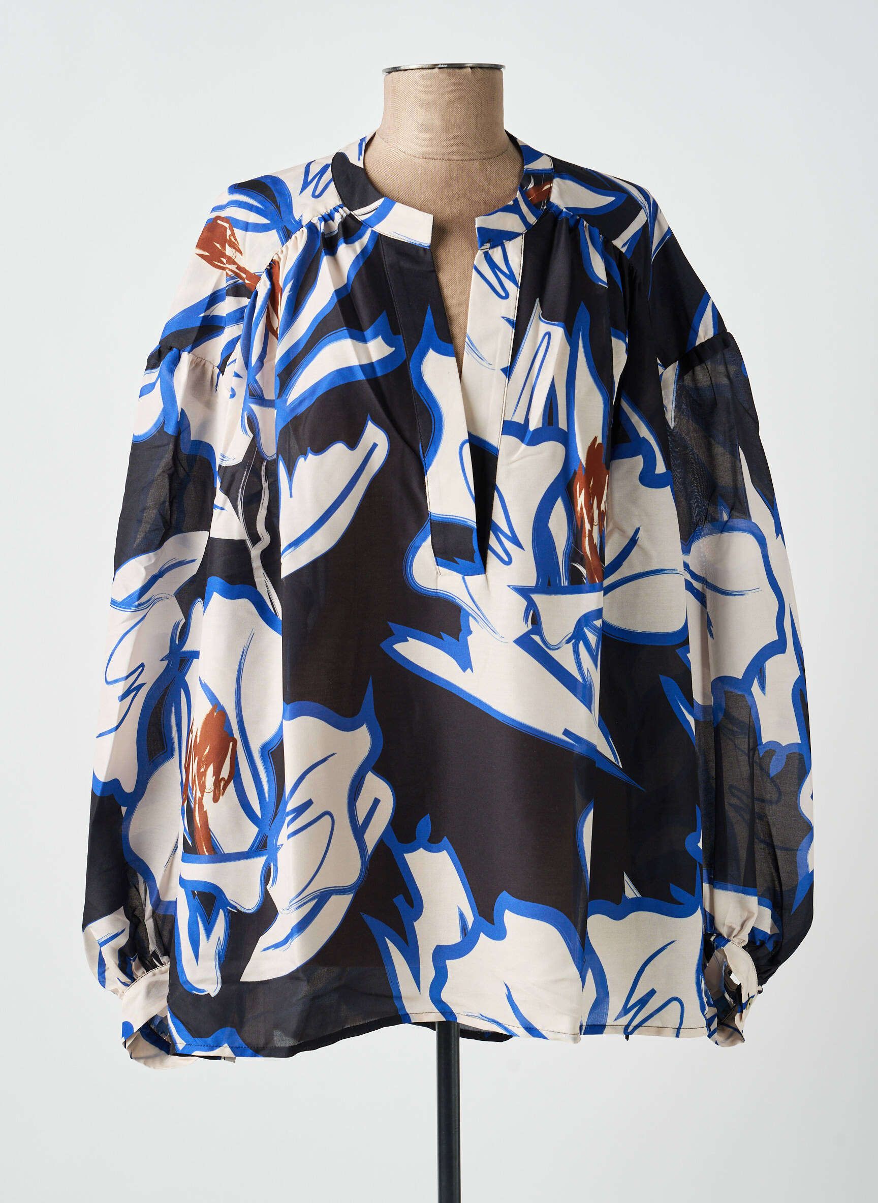 Blouse légère et transparente manches longues bleu MAT. femme