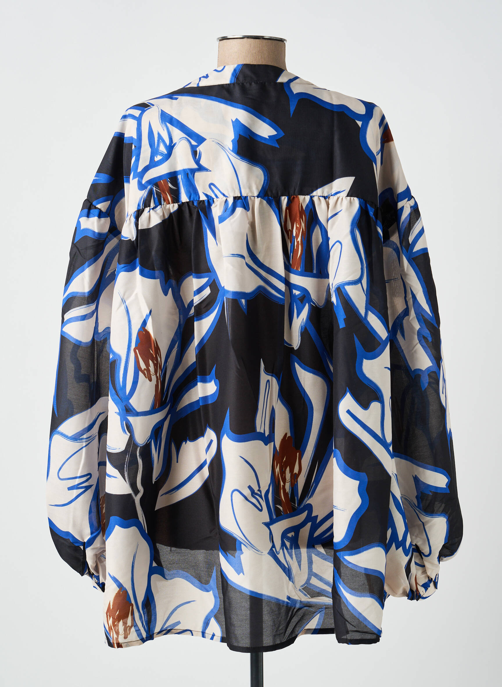 Blouse légère et transparente manches longues bleu MAT. femme