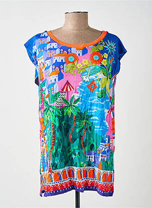 Top imprimé fantaisie manches courtes bleu AN II VITO femme