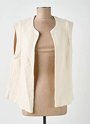 Gilet sans manche coupe droite beige YEST femme