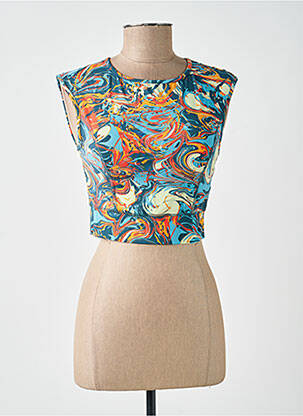 Top stretch sans manche bleu BLUTSGESCHWISTER femme