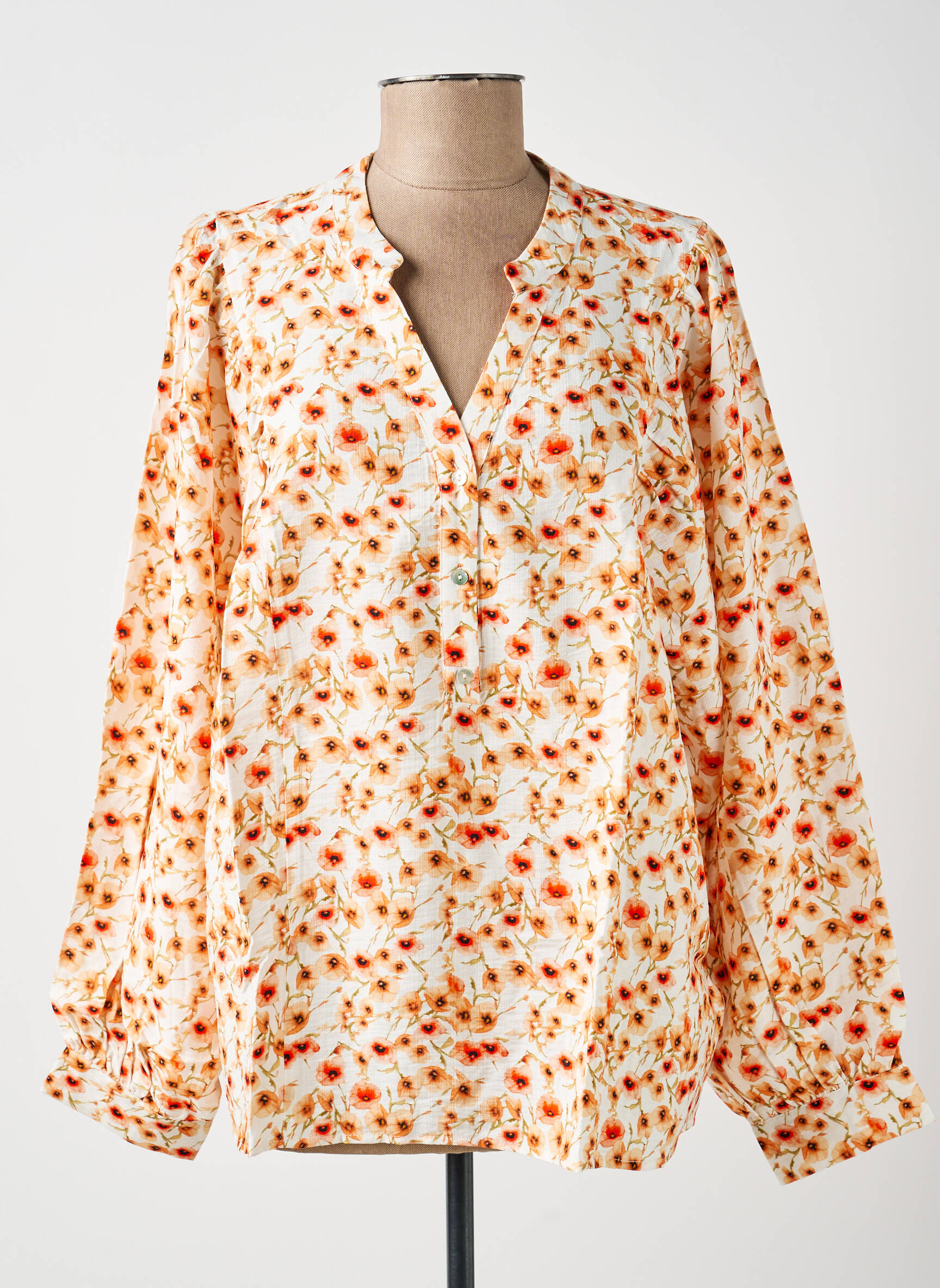 Blouse imprimé fleurs manches longues orange ESQUALO femme
