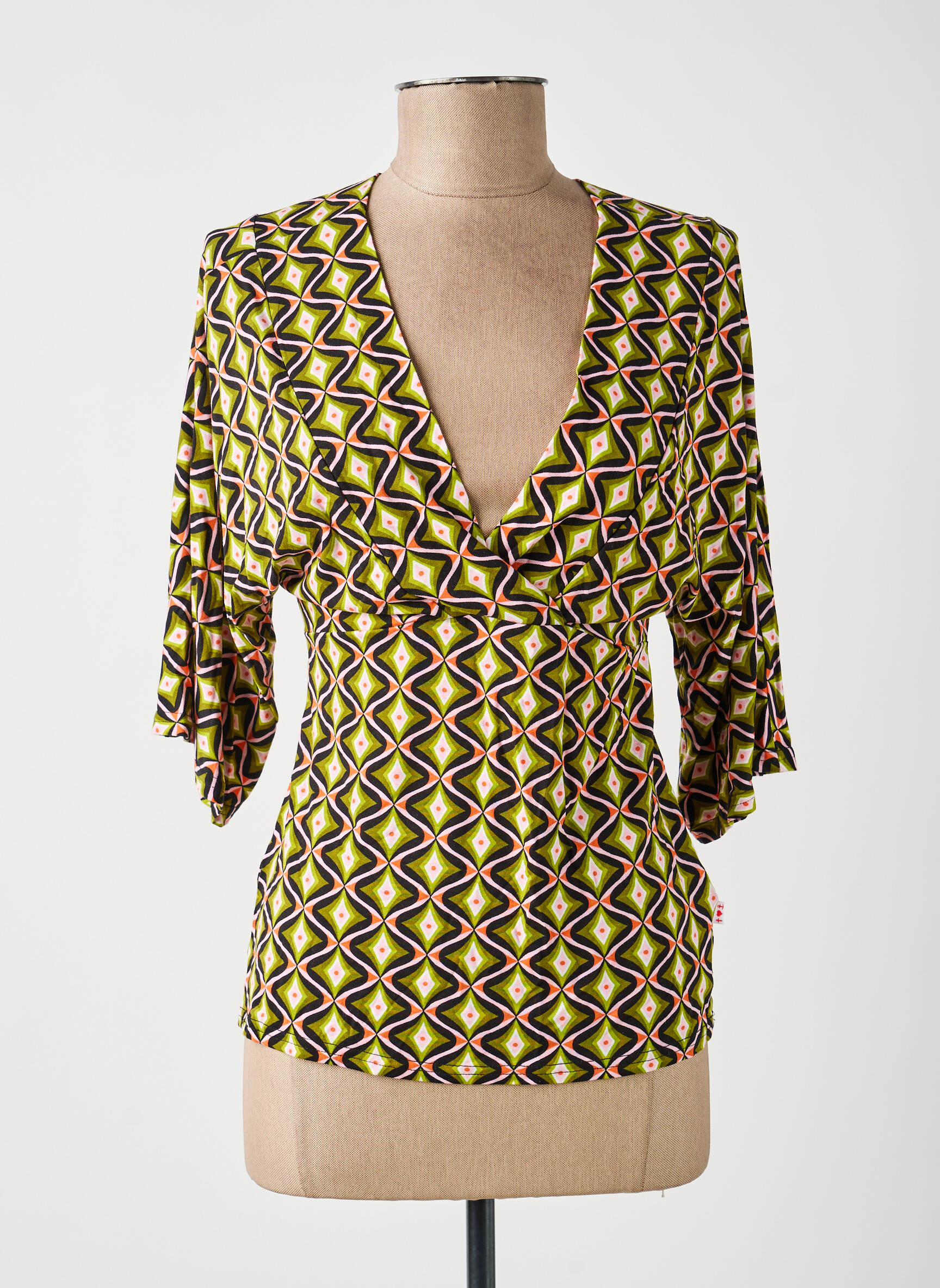 Top stretch manches courtes vert BLUTSGESCHWISTER femme