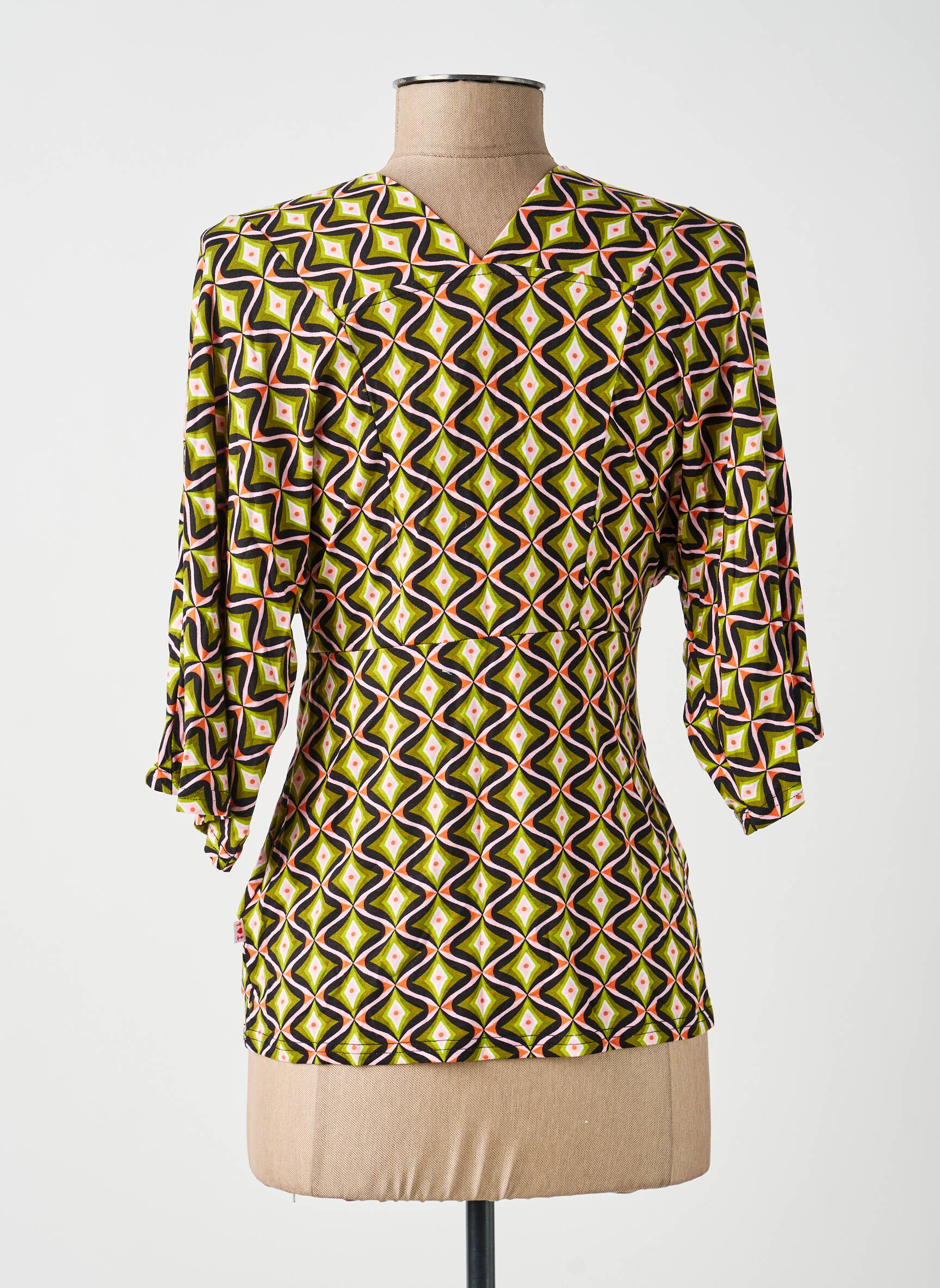 Top stretch manches courtes vert BLUTSGESCHWISTER femme