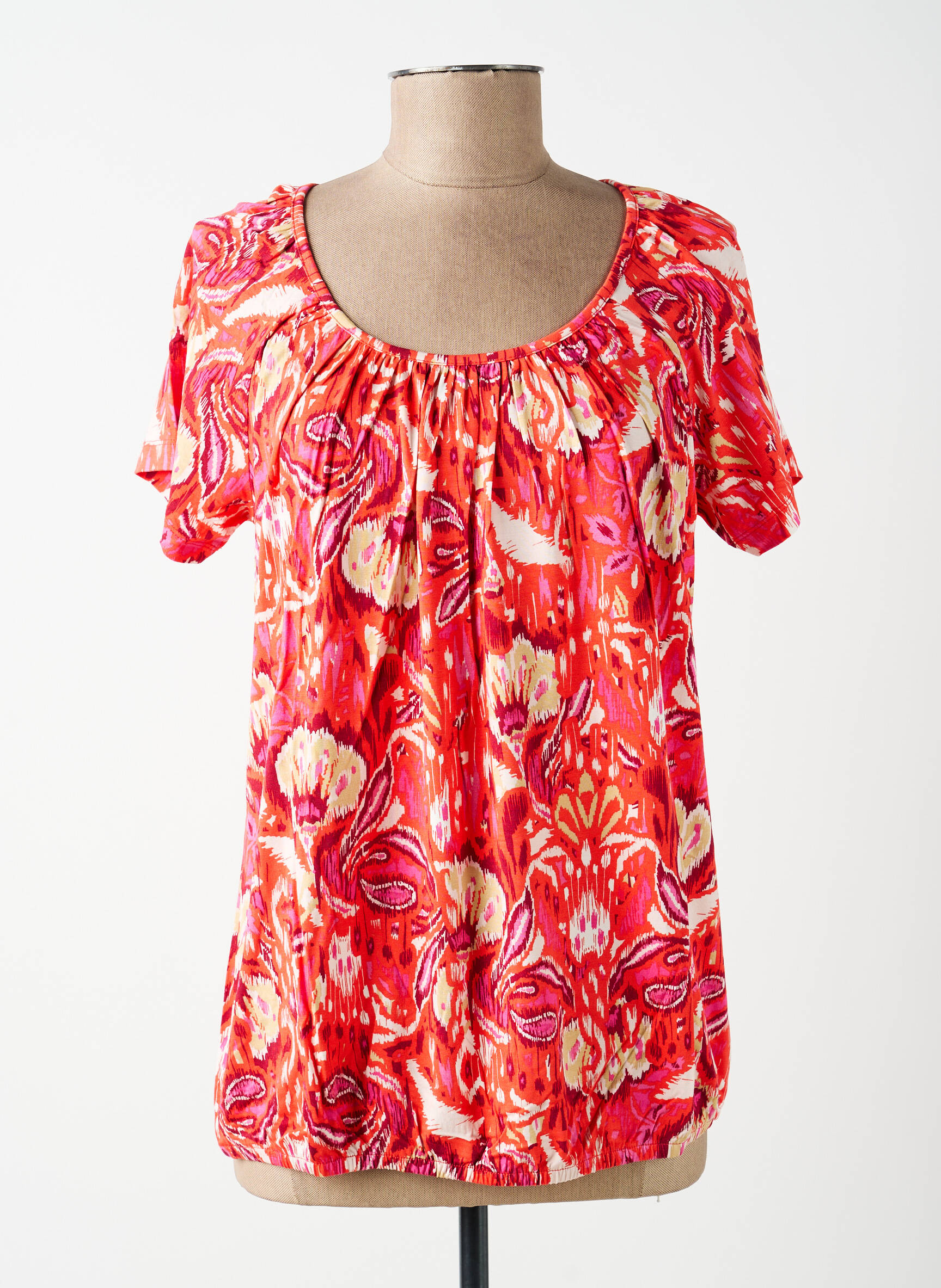 Top stretch manches courtes orange YEST femme