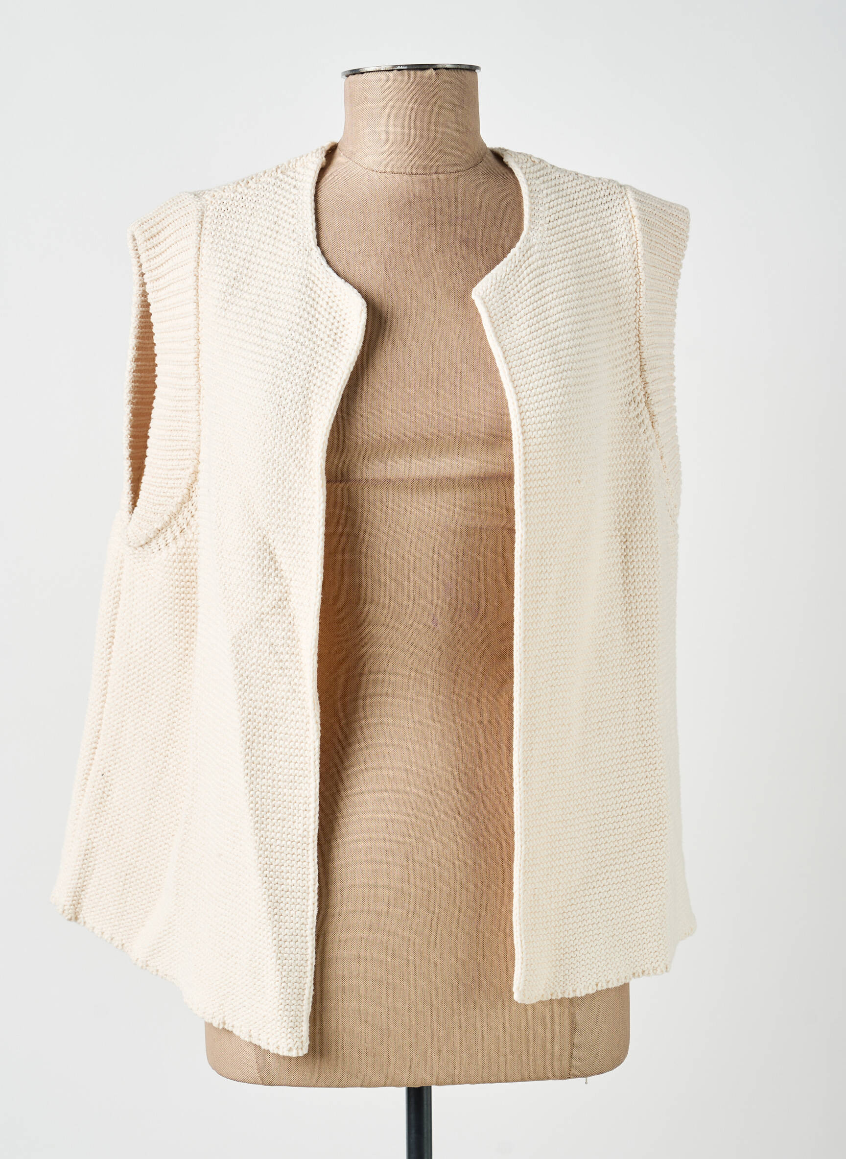 Gilet sans manche coupe droite beige YEST femme