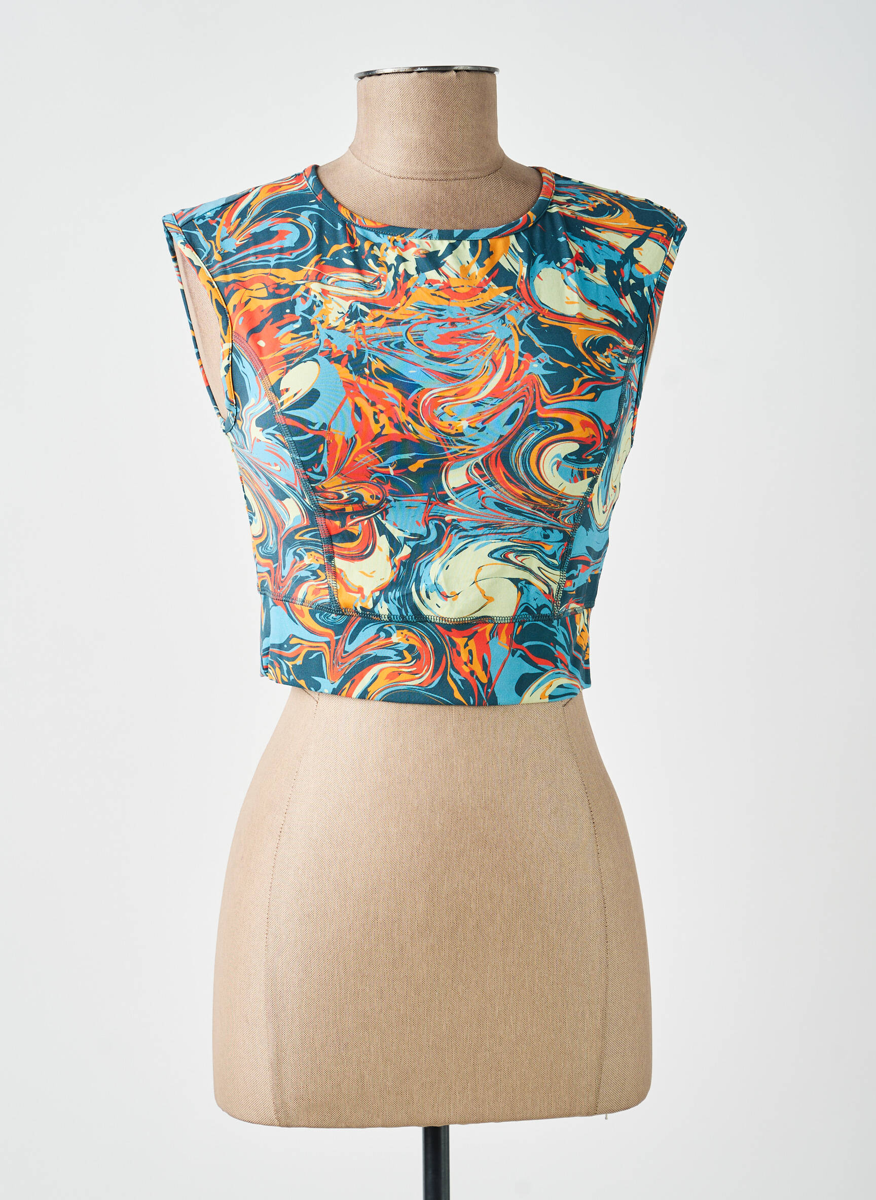 Top stretch sans manche bleu BLUTSGESCHWISTER femme