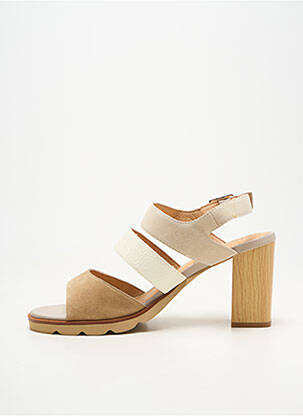 Sandales/nu pieds matière lisse talon de 7 à 9cm beige FUGITIVE BY FRANCESCO ROSSI femme