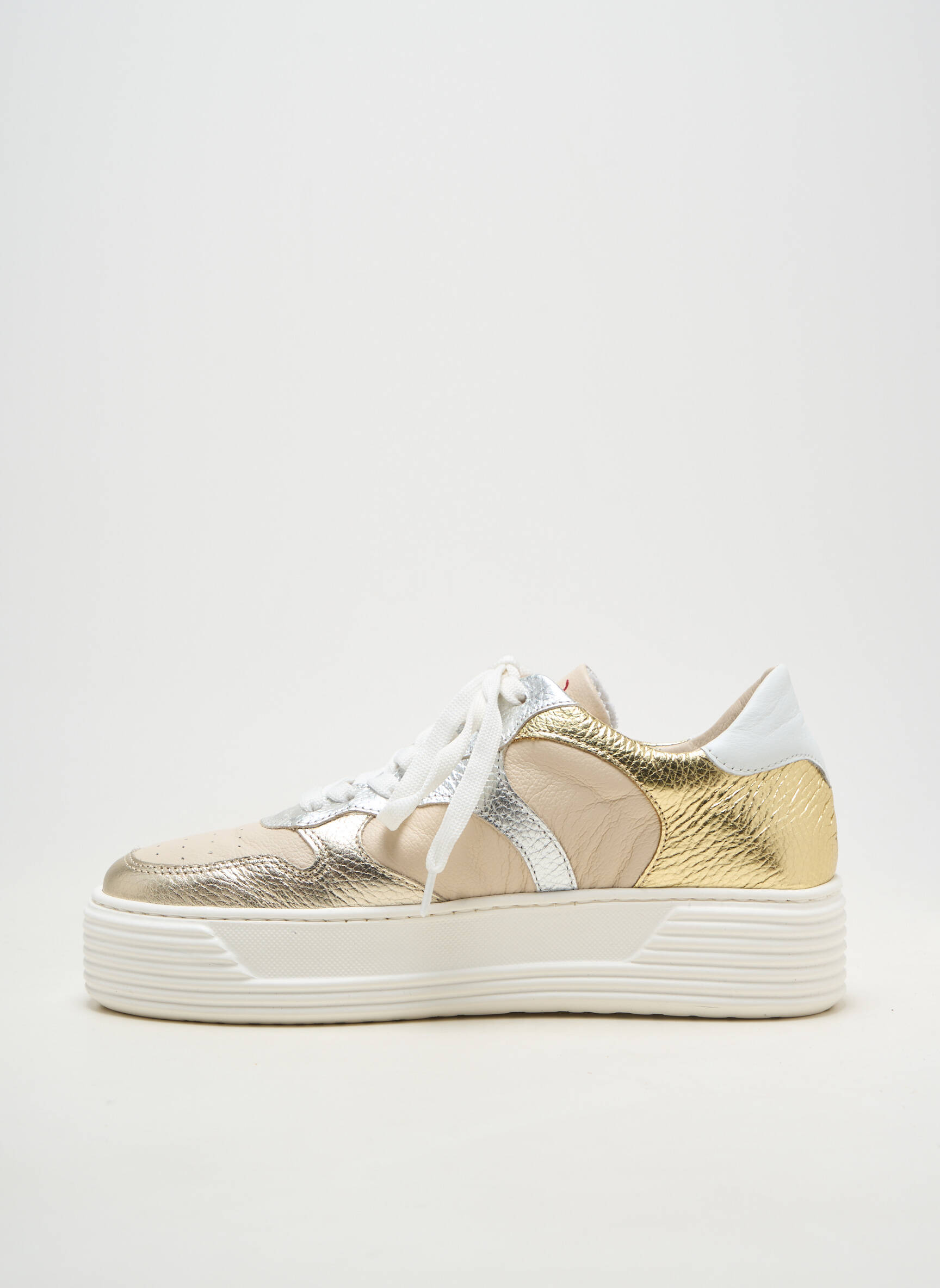 Baskets matière lisse talon de 4 à 6cm beige METAMORF'OSE femme