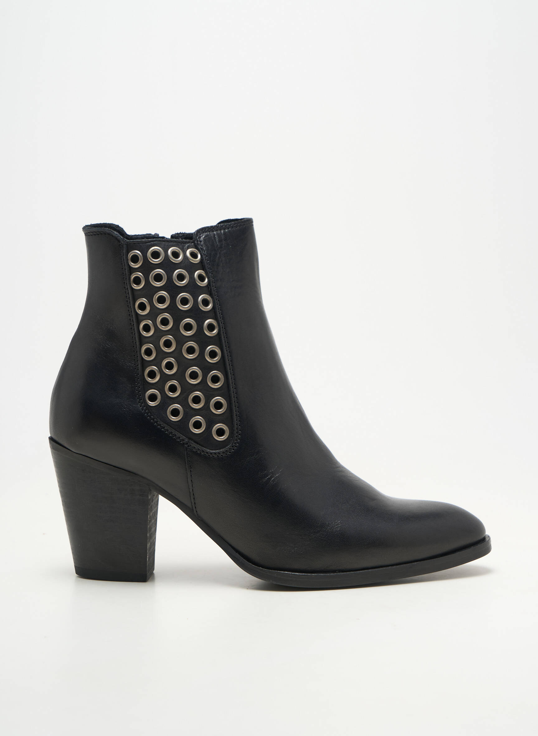 Bottines/boots matière lisse talon de 7 à 9cm noir REQINS femme