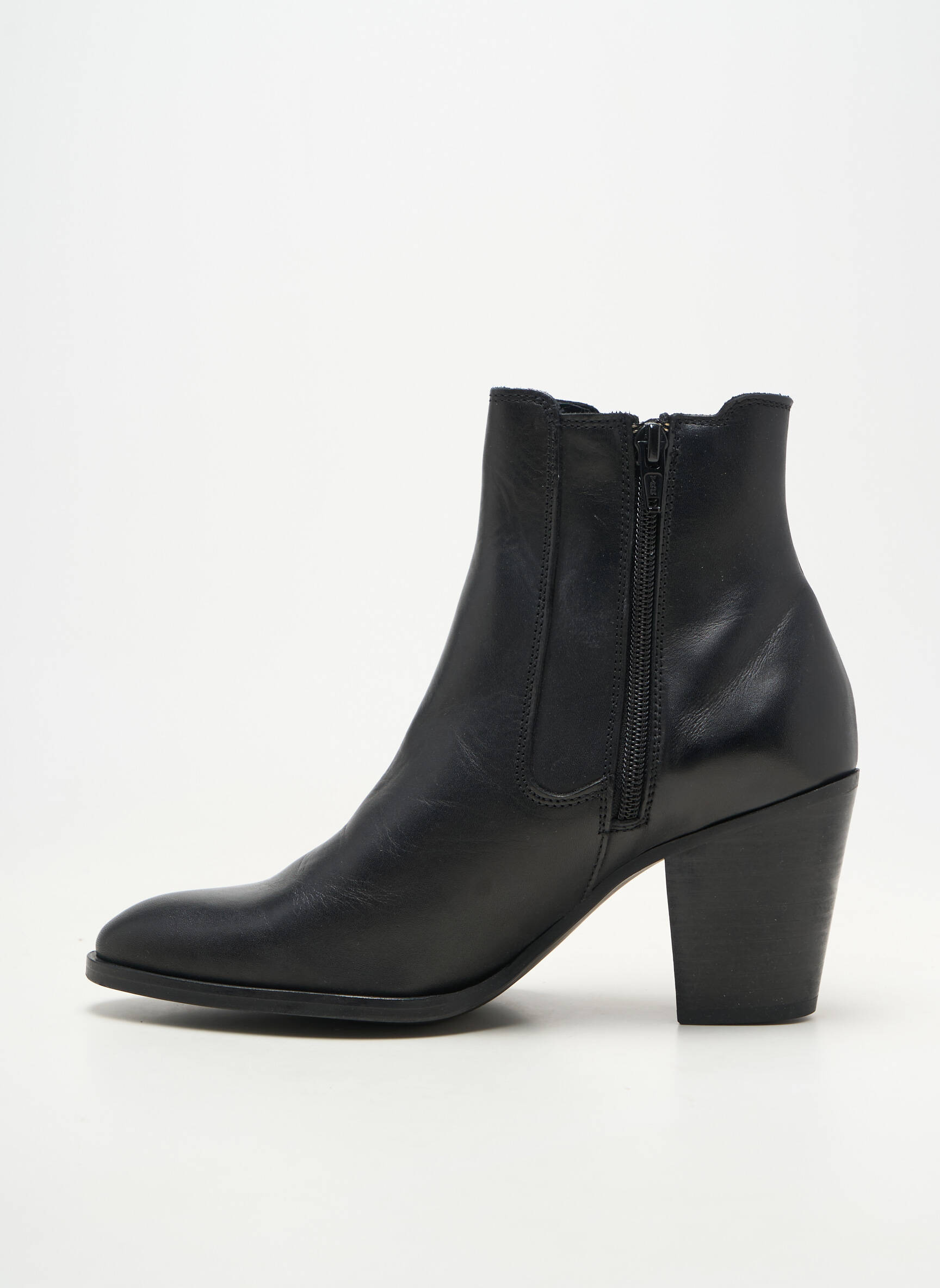Bottines/boots matière lisse talon de 7 à 9cm noir REQINS femme