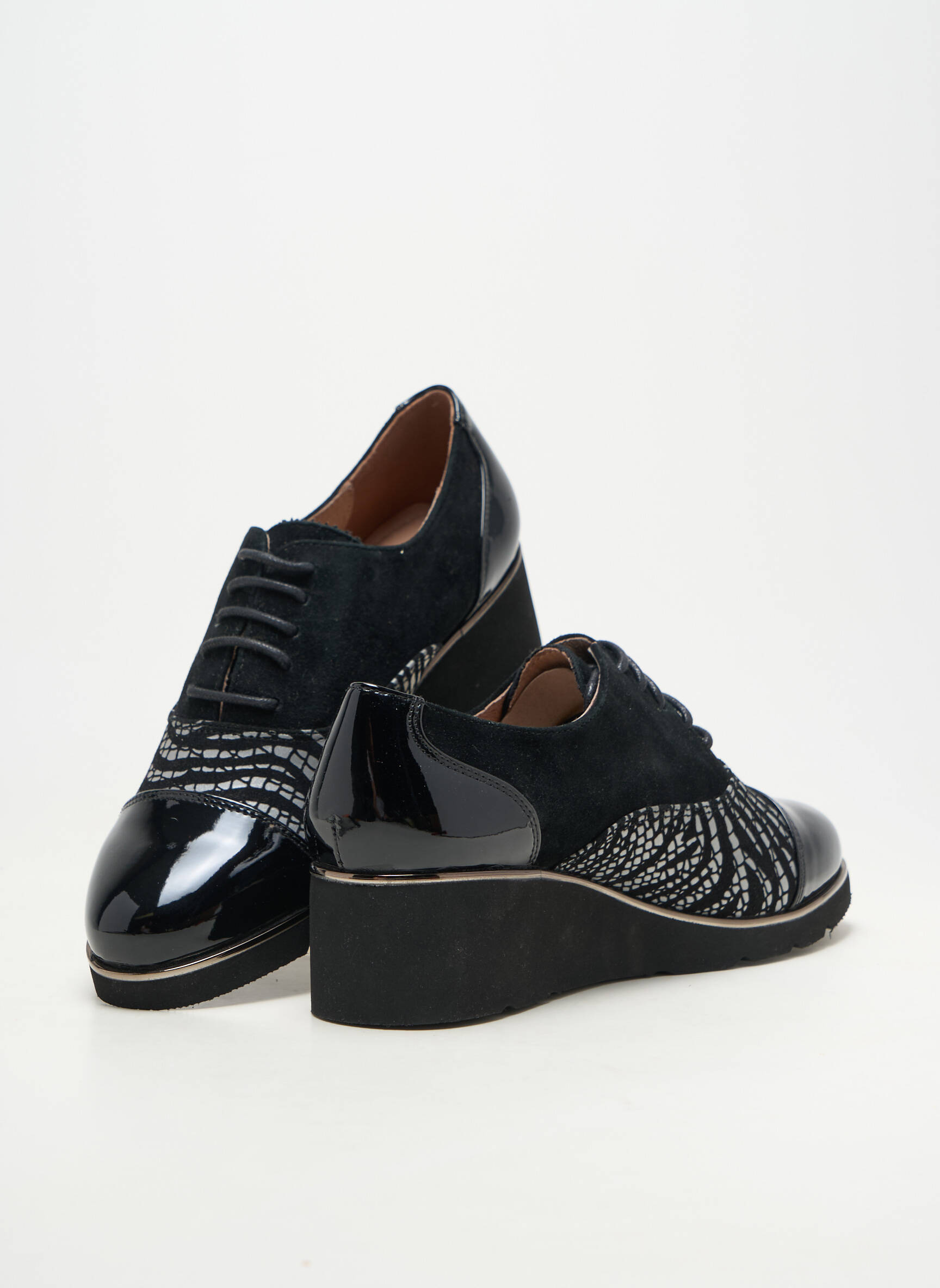 Derbies matière lisse talon de 4 à 6cm noir METAMORF'OSE femme