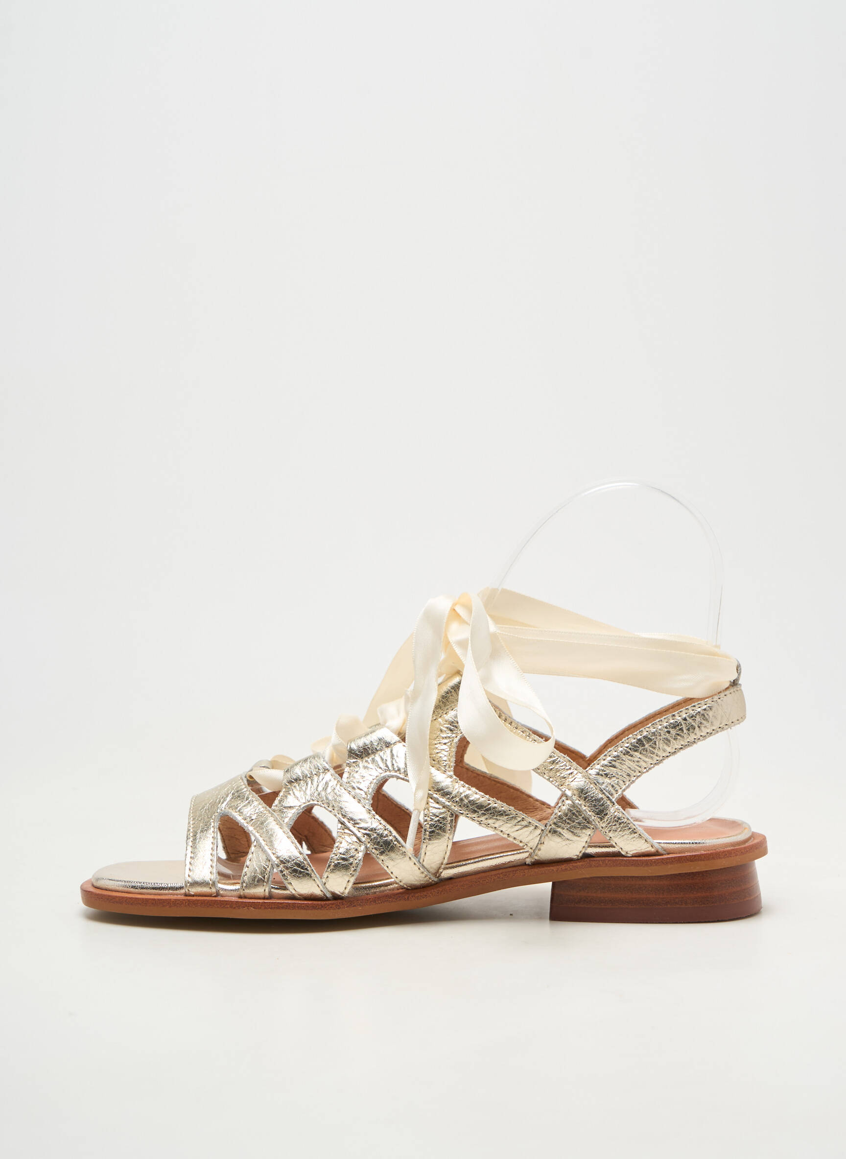 Sandales/nu pieds matière lisse talon plat jusqu'à 3cm or EMILIE KARSTON femme