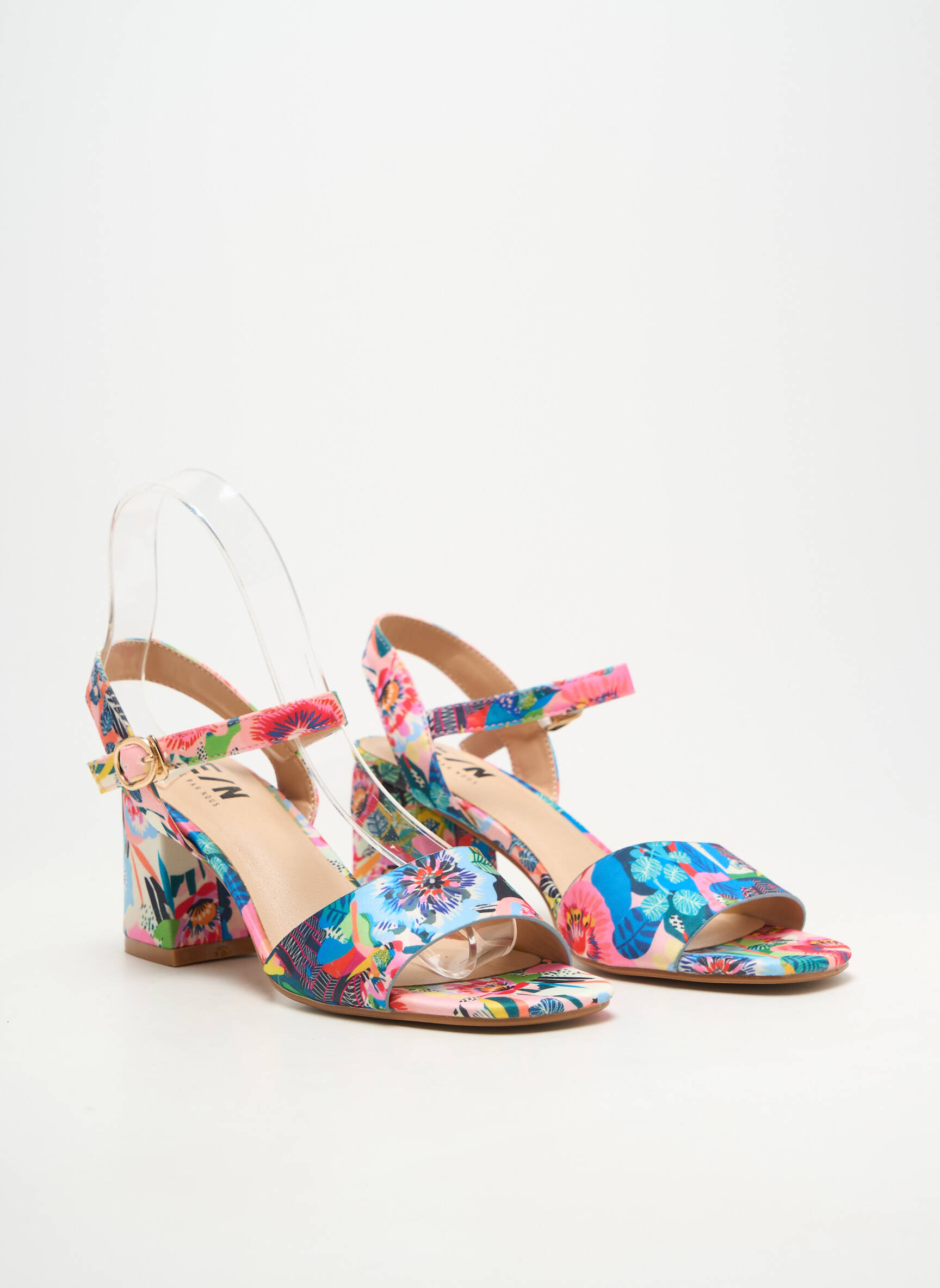 Sandales/nu pieds matière lisse talon de 7 à 9cm bleu ELUE PAR NOUS femme