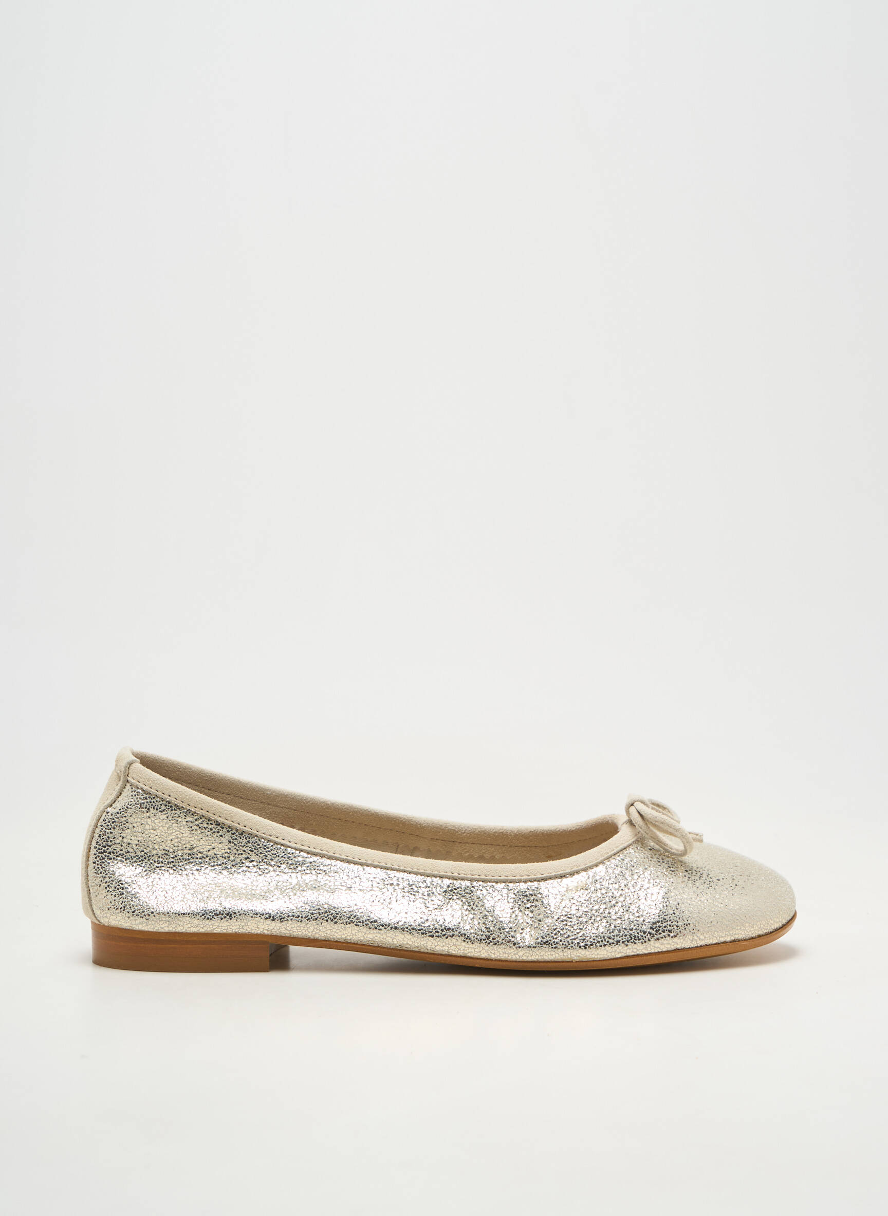 Ballerines bout rond talon plat jusqu'à 3cm argent REQINS femme