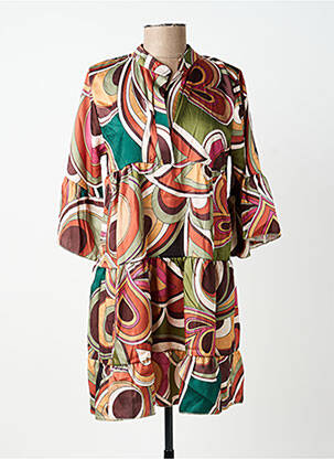 Robe courte coupe fluide manches 3/4 vert VENTI6 femme