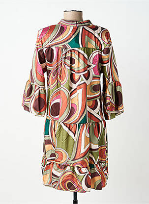 Robe courte coupe fluide manches 3/4 vert VENTI6 femme