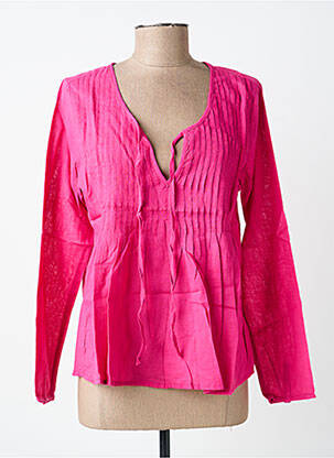 Blouse tissage popeline manches longues rose BELLAWAY femme