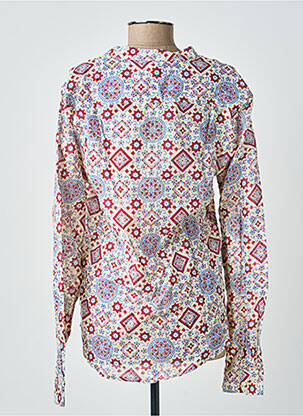 Chemisier col mao manches longues rouge BELLAWAY femme
