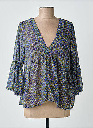 Top imprimé fantaisie manches 3/4 bleu ANTONELLO SERIO femme