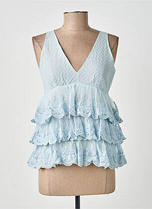 Top col v sans manche bleu BELLAWAY femme