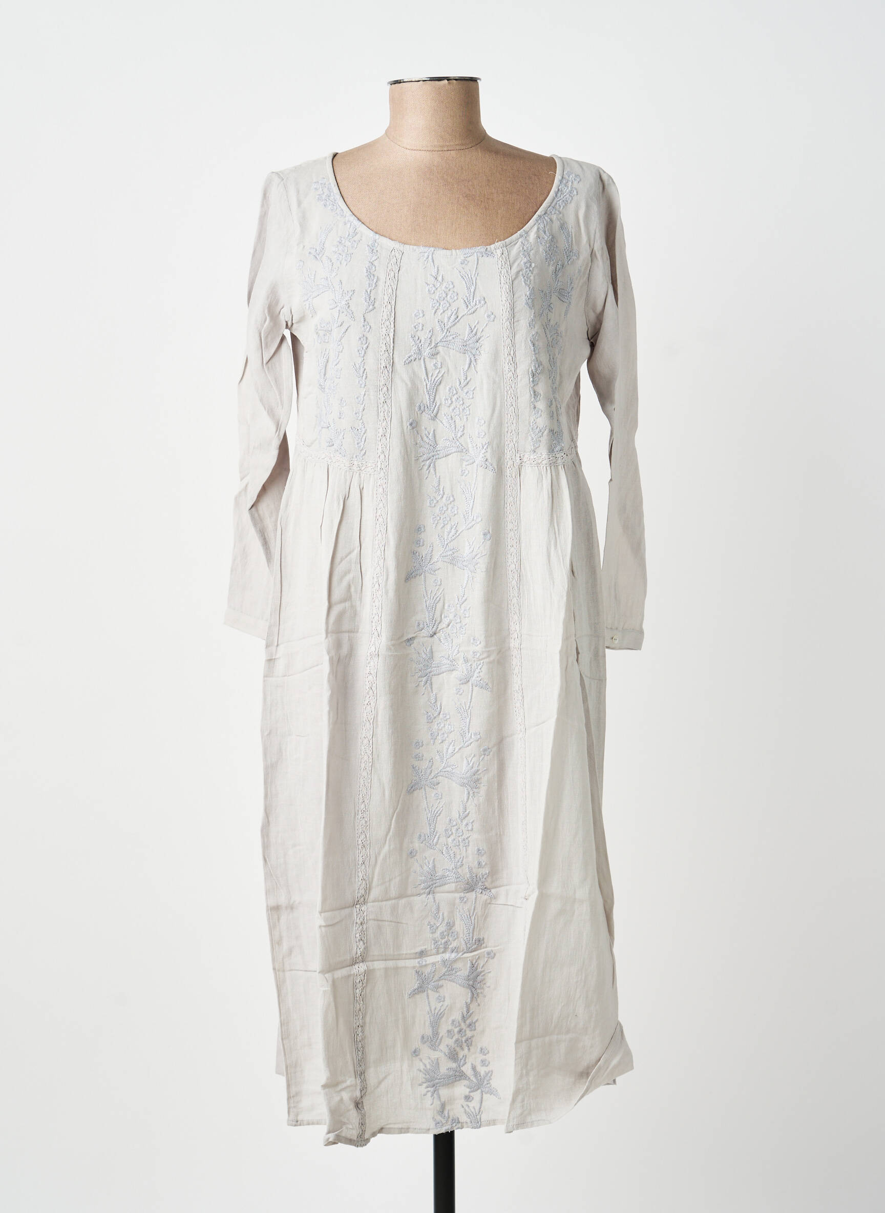 Robe longue manches longues manches longues gris BELLAWAY femme