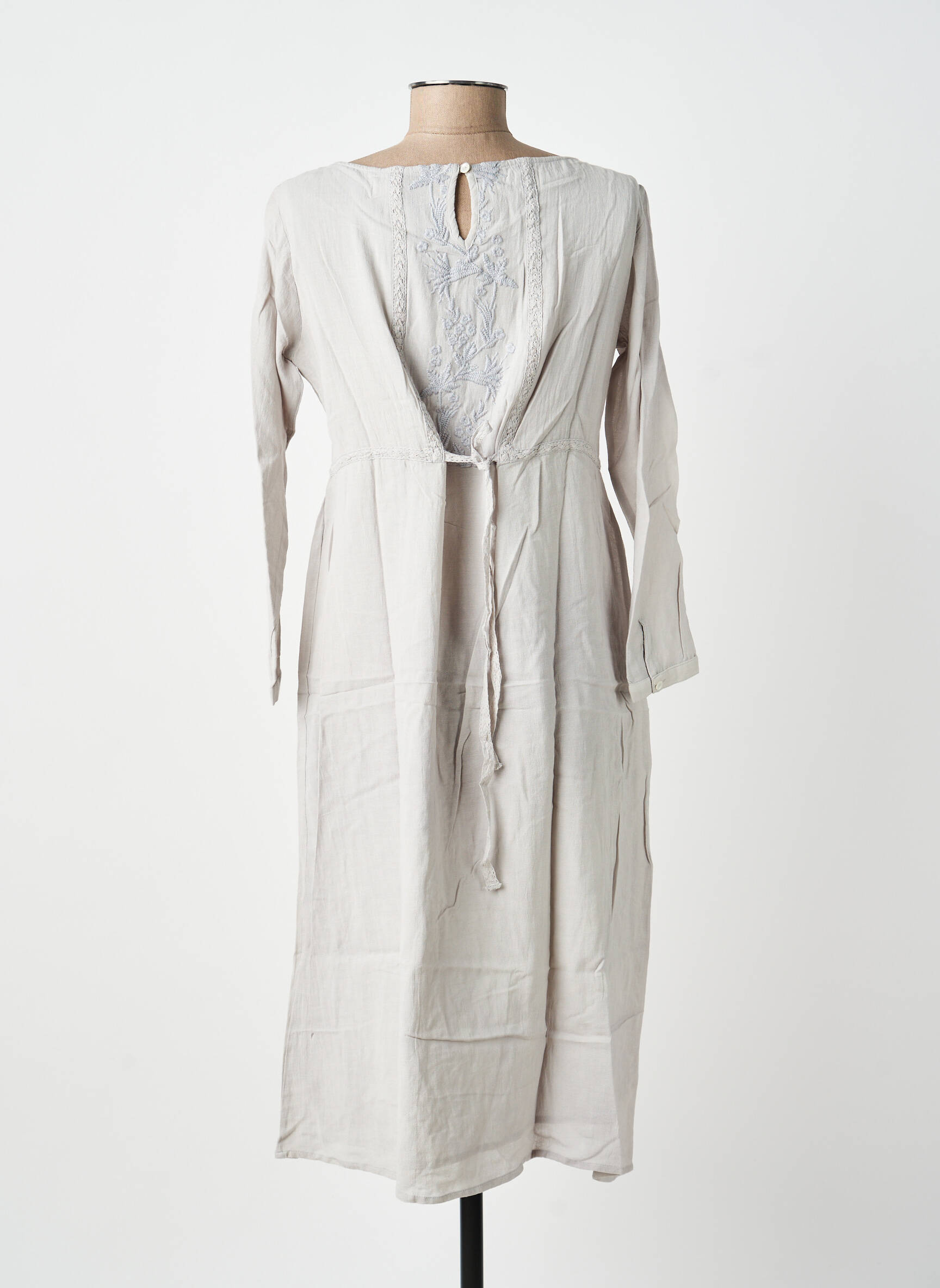 Robe longue manches longues manches longues gris BELLAWAY femme