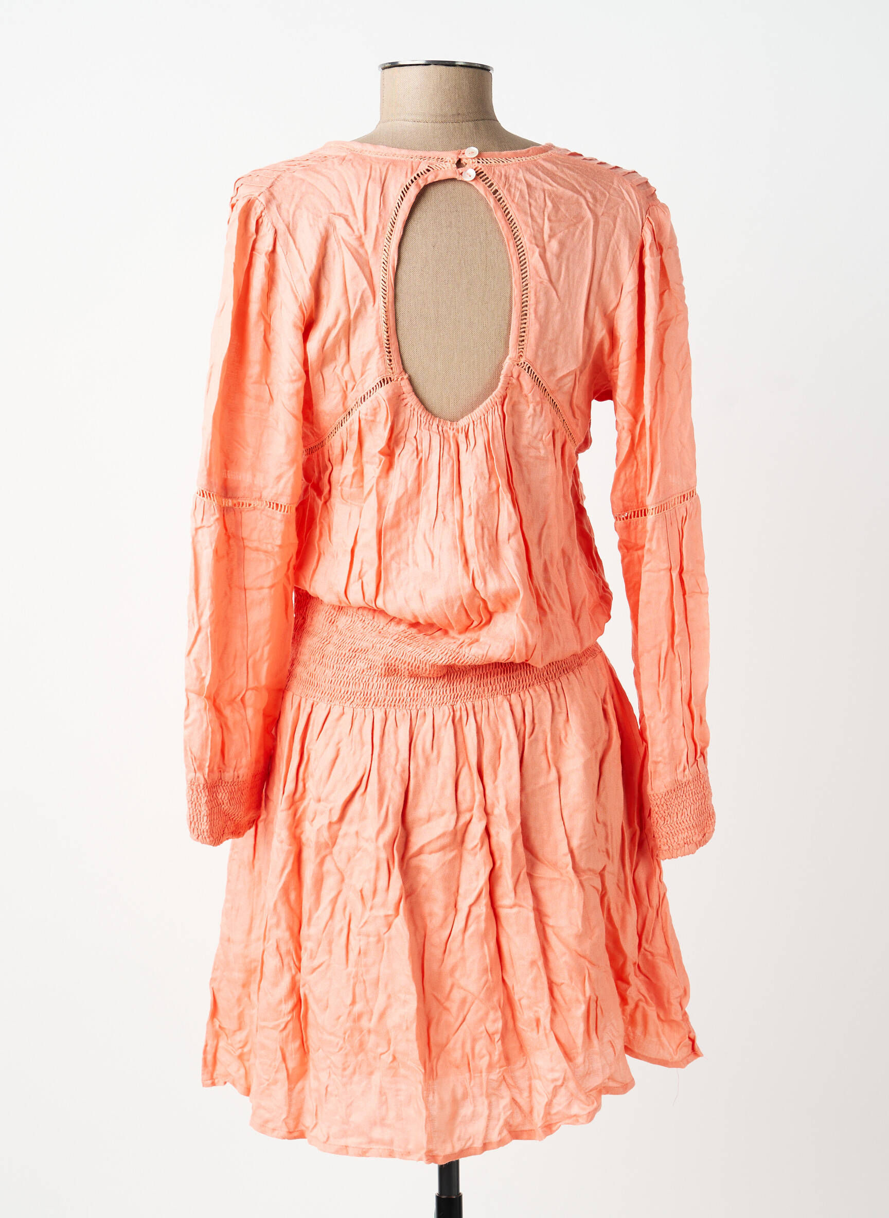 Robe mi-longue manches longues manches longues orange BELLAWAY femme