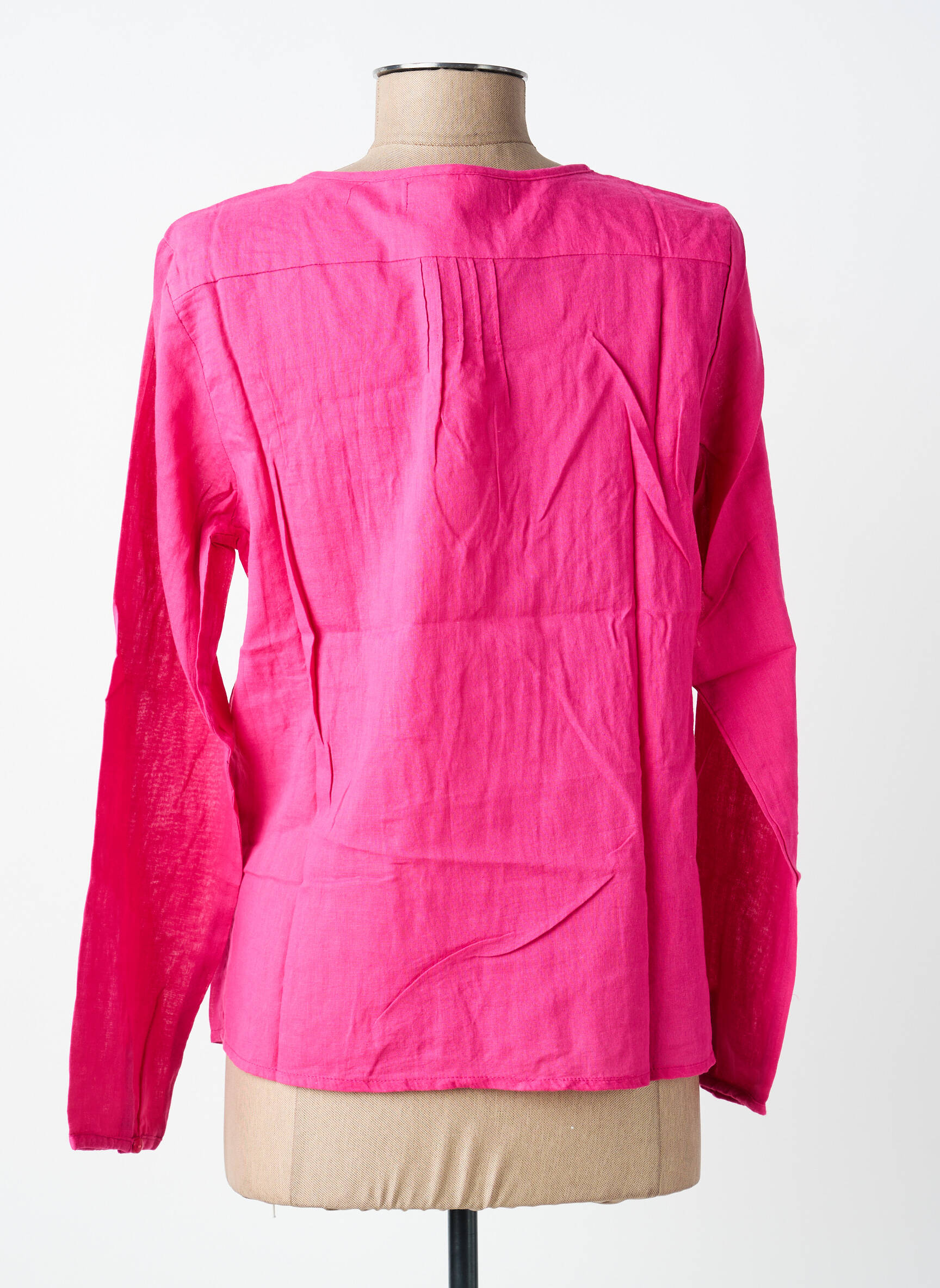Blouse tissage popeline manches longues rose BELLAWAY femme