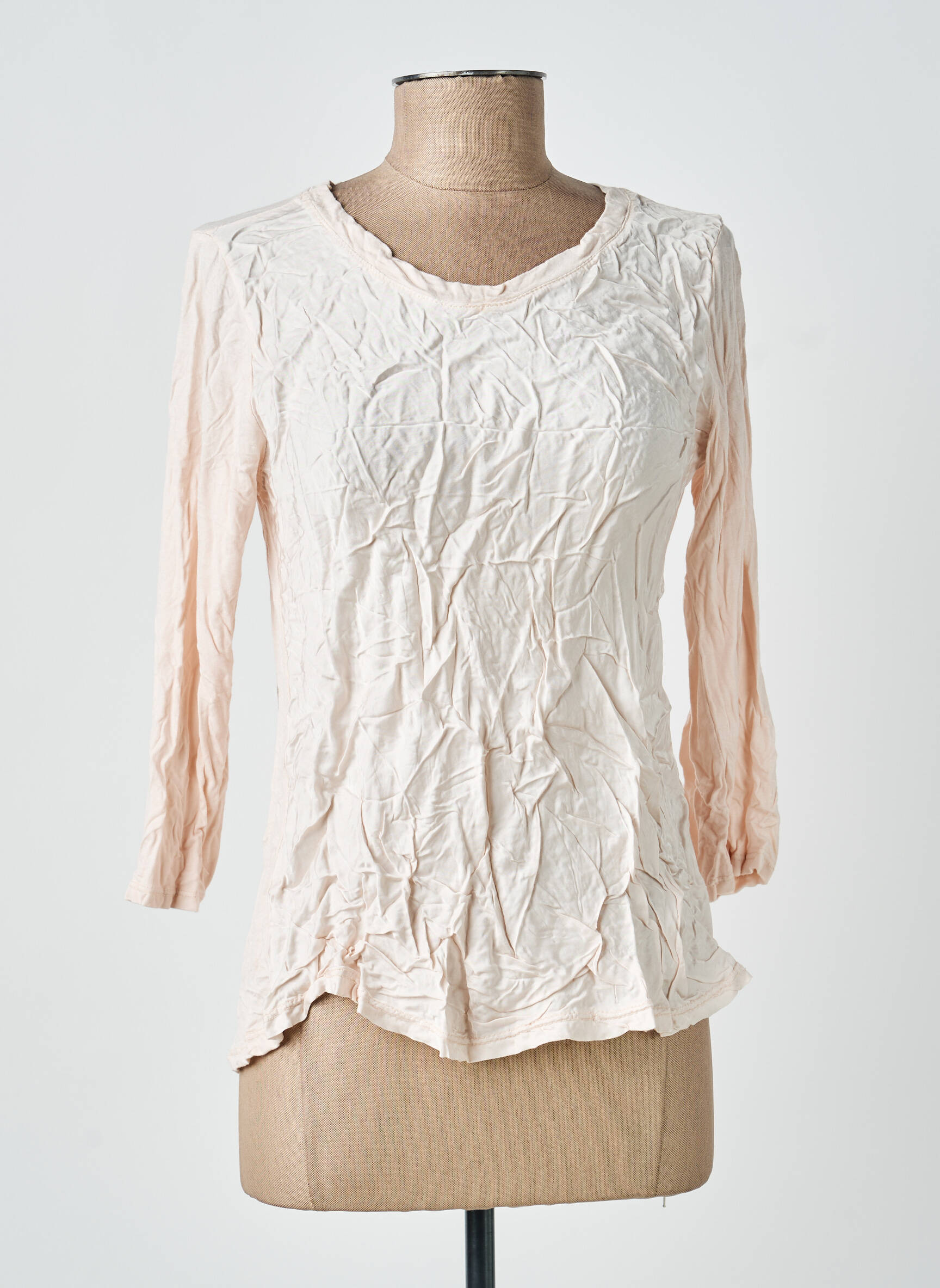 Top col rond manches 3/4 rose ANTONELLO SERIO femme
