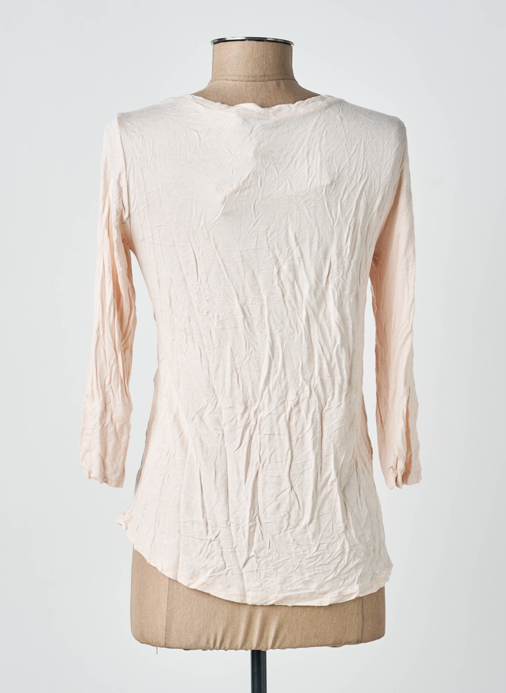 Top col rond manches 3/4 rose ANTONELLO SERIO femme