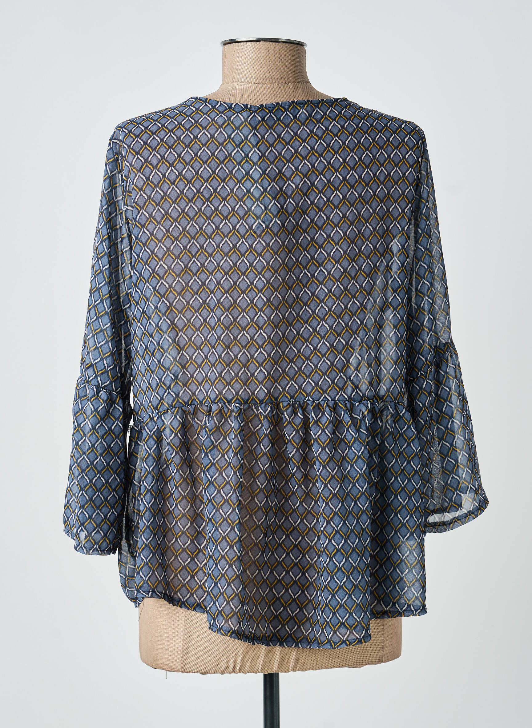 Top imprimé fantaisie manches 3/4 bleu ANTONELLO SERIO femme