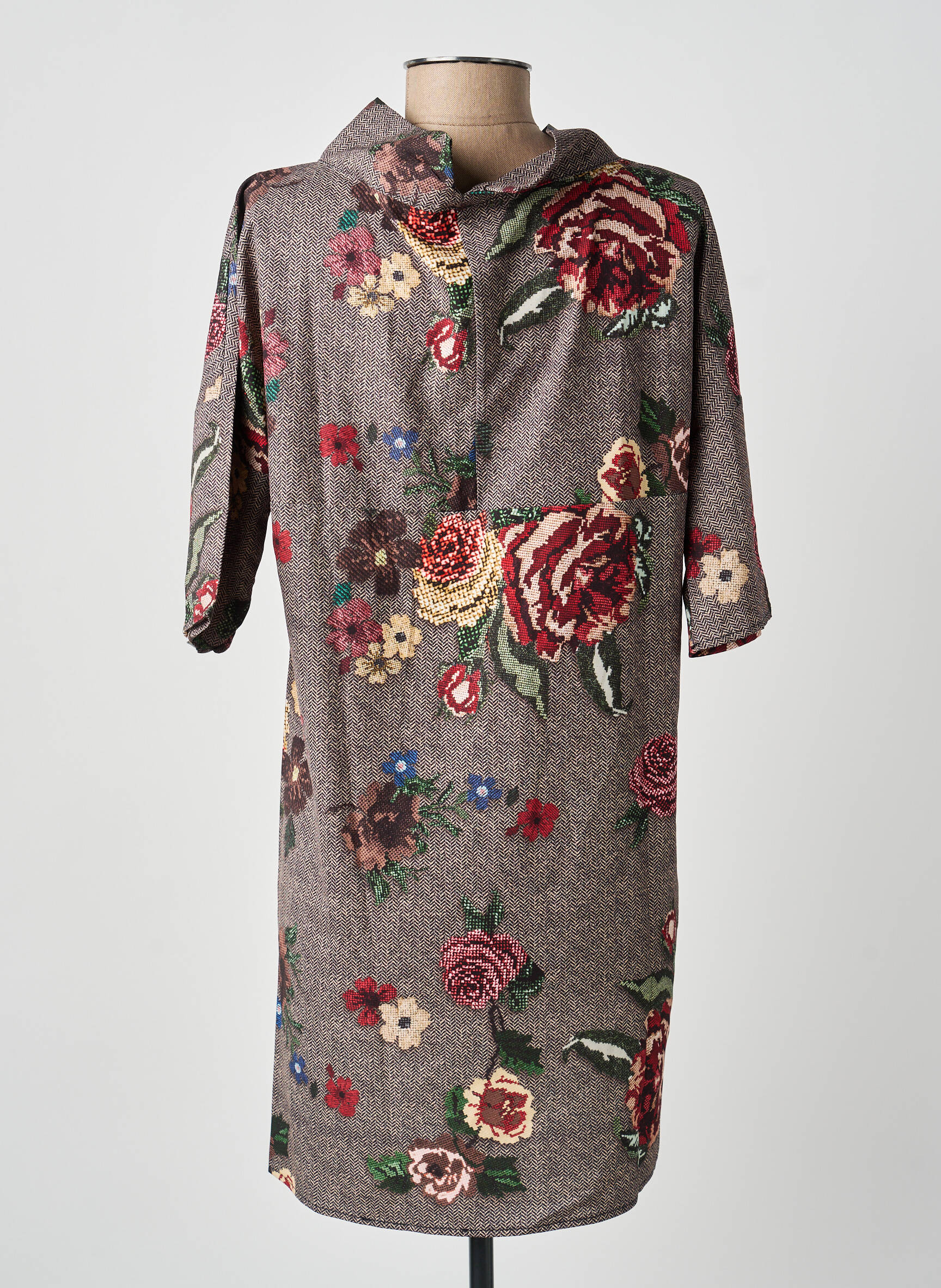 Robe courte manches courtes manches courtes marron ANTONELLO SERIO femme