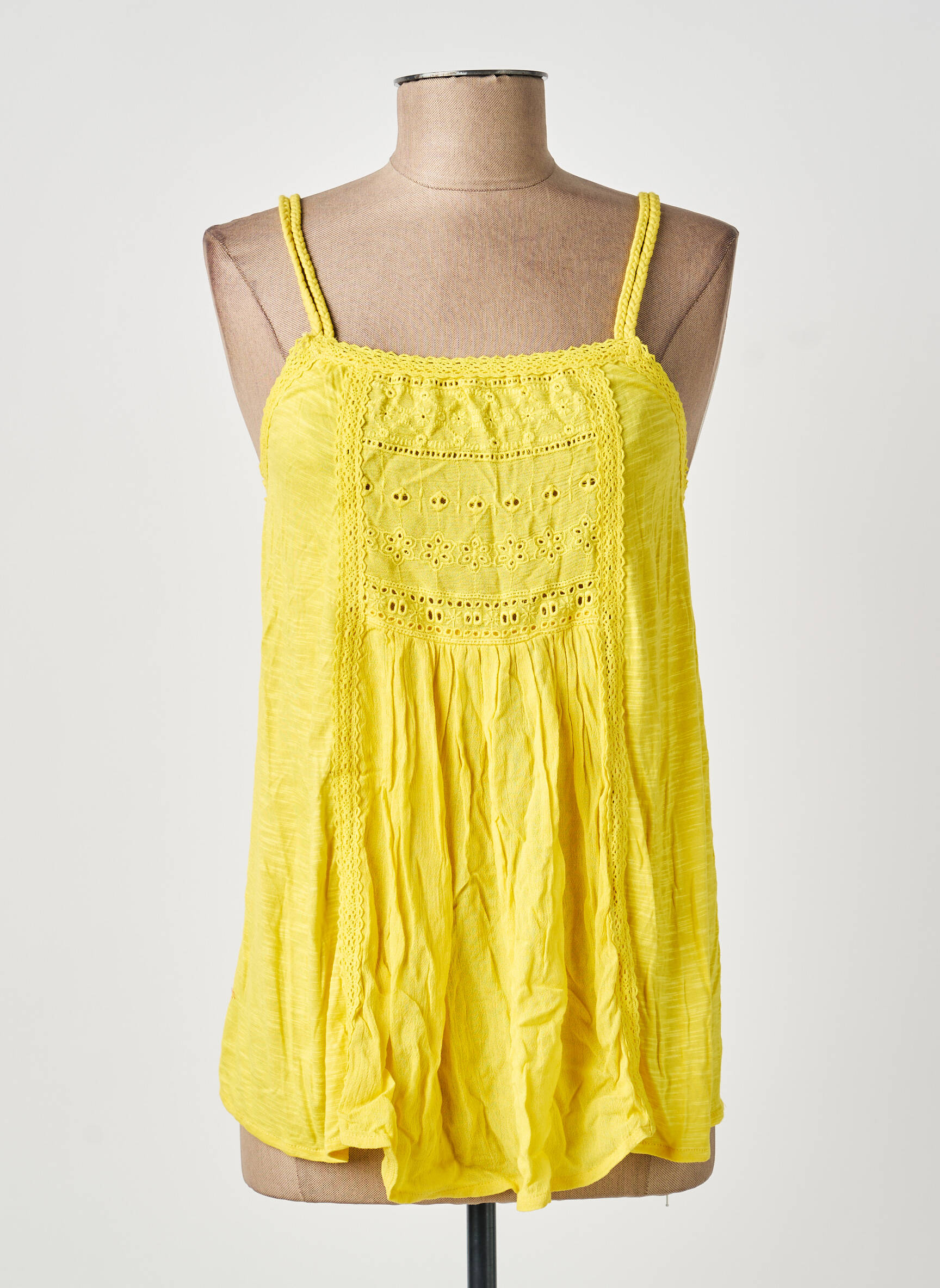 Top coupe fluide sans manche jaune BELLAWAY femme